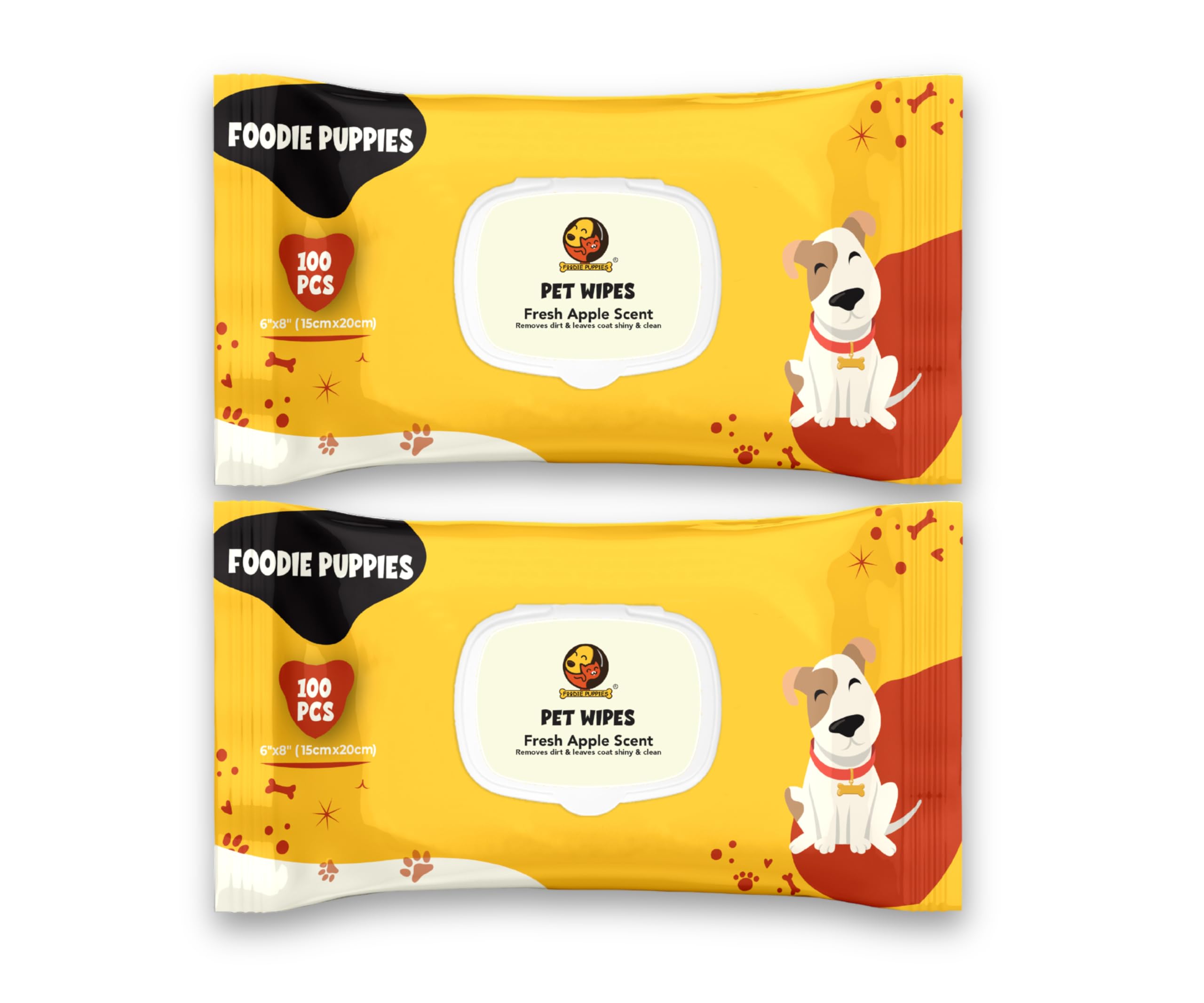 Foodie Puppies Anti-Bacterial 200 Pulls Pet Wet Wipes (Fresh Apple) - 100 Wipes (Pack of 2) | Grooming Wipes for Dogs, Puppies, Cats, Rabbits & Small Animals | SLS Free, Paraben Free & Cruelty Free