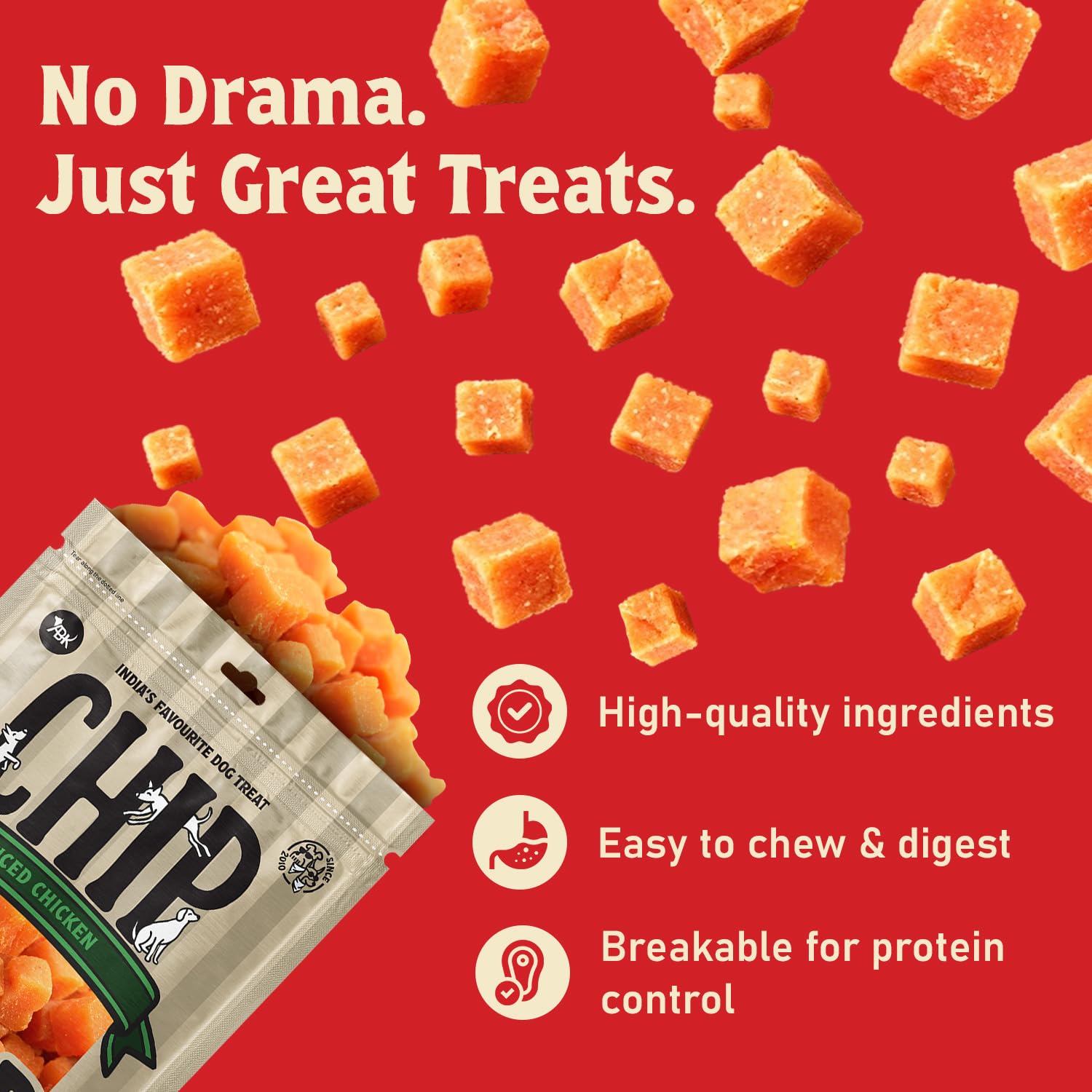 Chip Chops Diced Chicken Dog Treats High Protein Low Fat Healthy Dog Snacks Easily Digestible Nutritious Chicken Treats for All Breeds and Ages Training Reward Dog Food Supplement 70g Pack – view 3