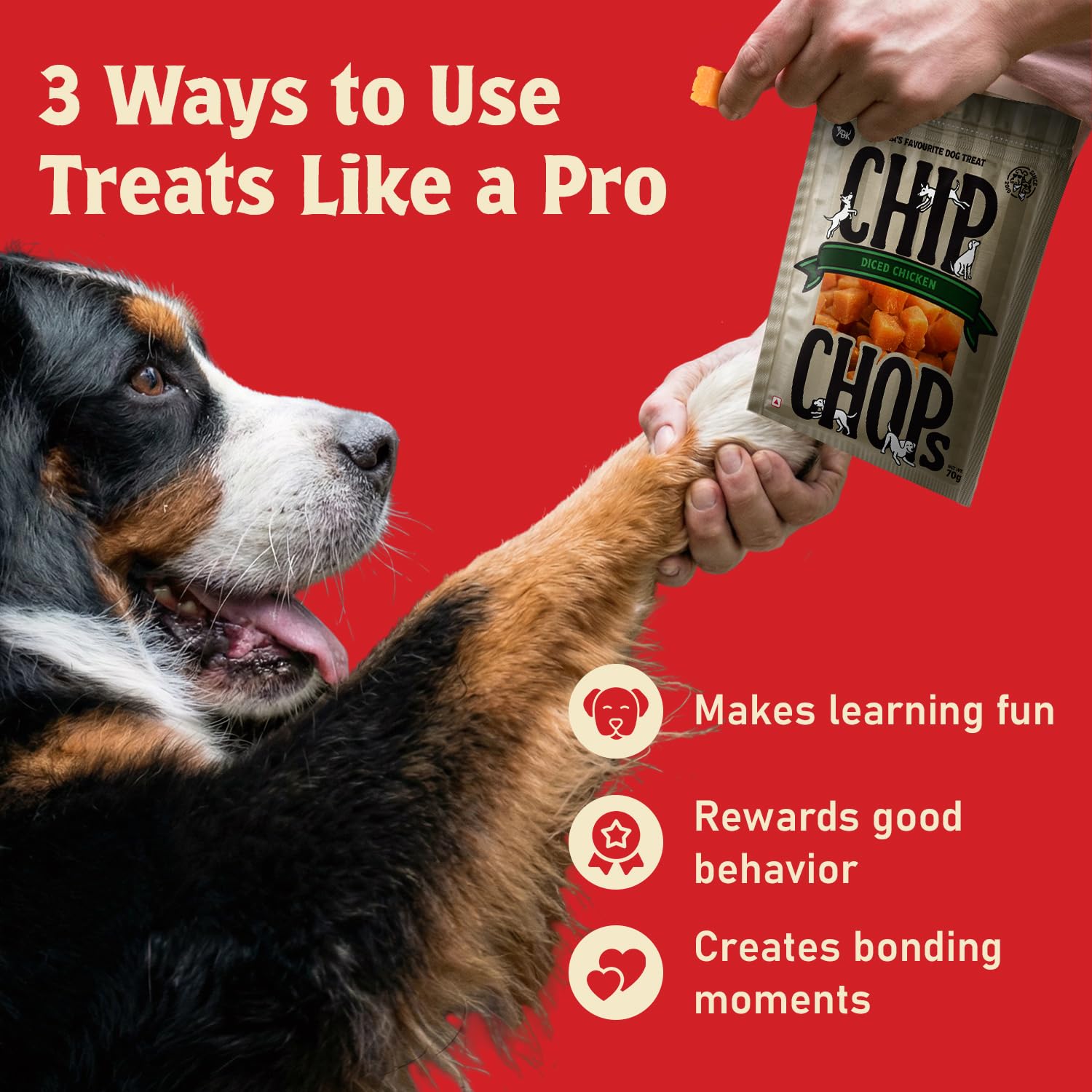 Chip Chops Diced Chicken Dog Treats High Protein Low Fat Healthy Dog Snacks Easily Digestible Nutritious Chicken Treats for All Breeds and Ages Training Reward Dog Food Supplement 70g Pack – view 5