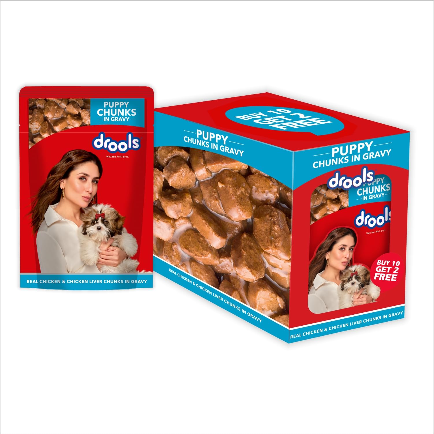 Drools puppy wet dog food chicken chunks in gravy packs