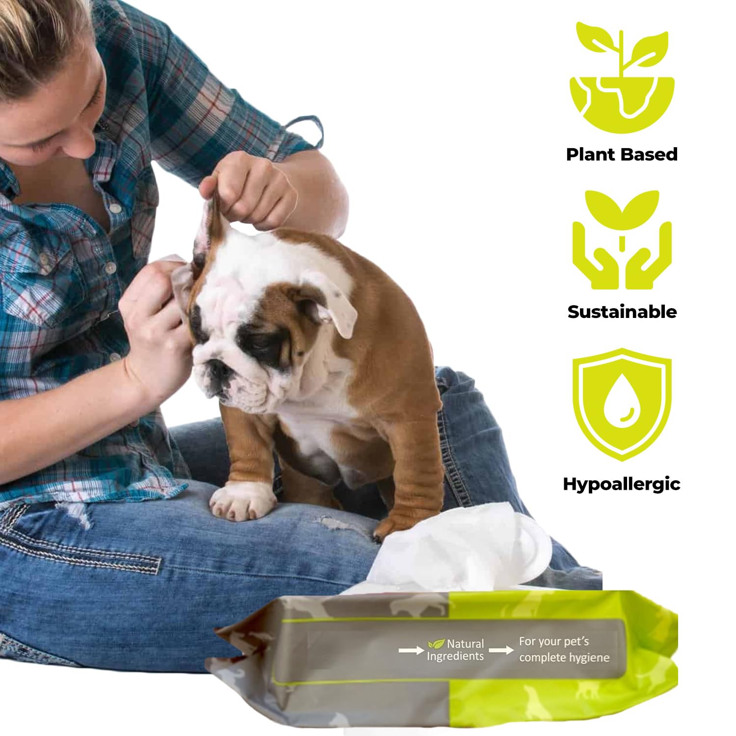 Cature Care by Nature Biodegradable Pet Wipes - Aloe Vera & Neem, Gentle & Effective Cleaning for Pets (100 Wipes) – view 3