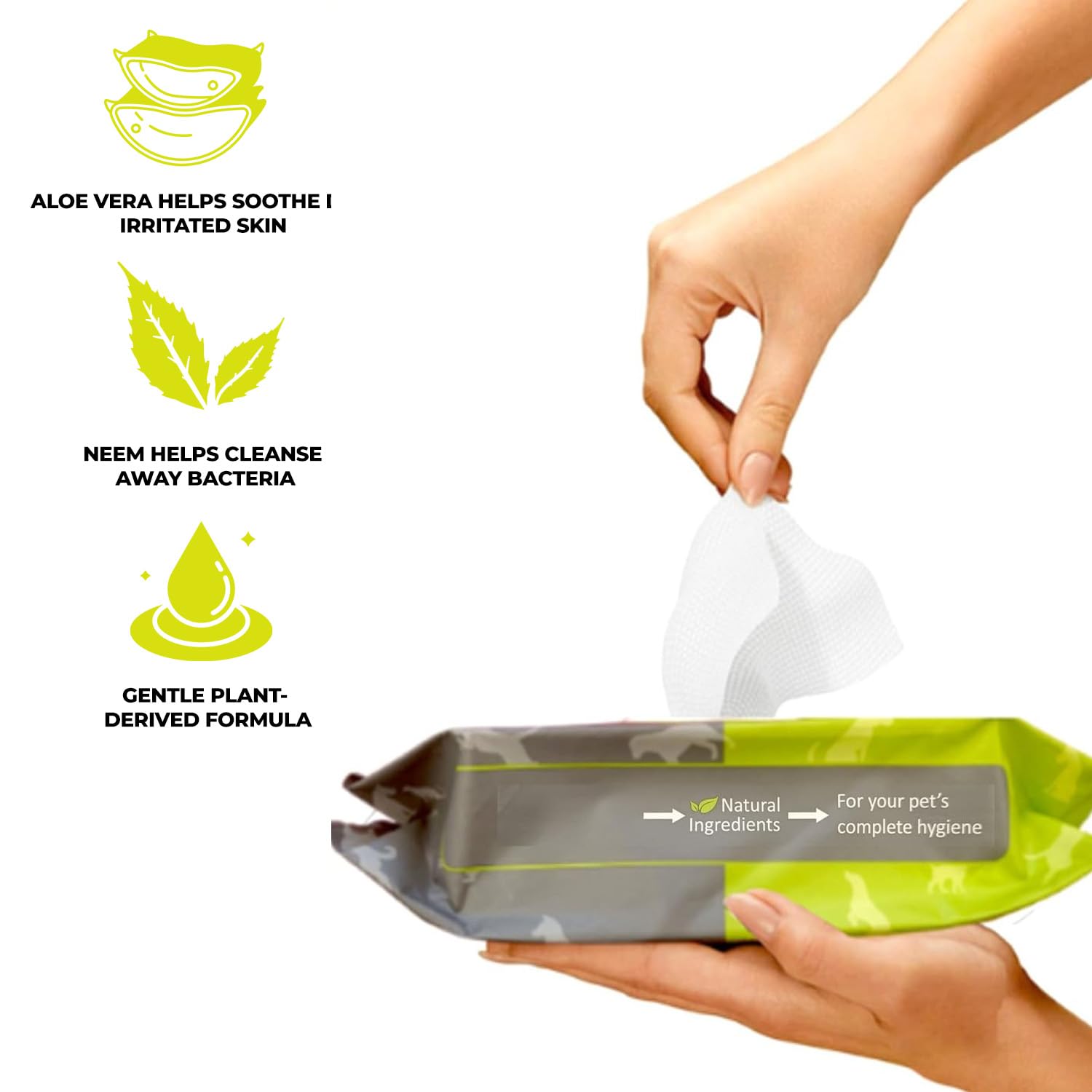 Cature Care by Nature Biodegradable Pet Wipes - Aloe Vera & Neem, Gentle & Effective Cleaning for Pets (100 Wipes) – view 5