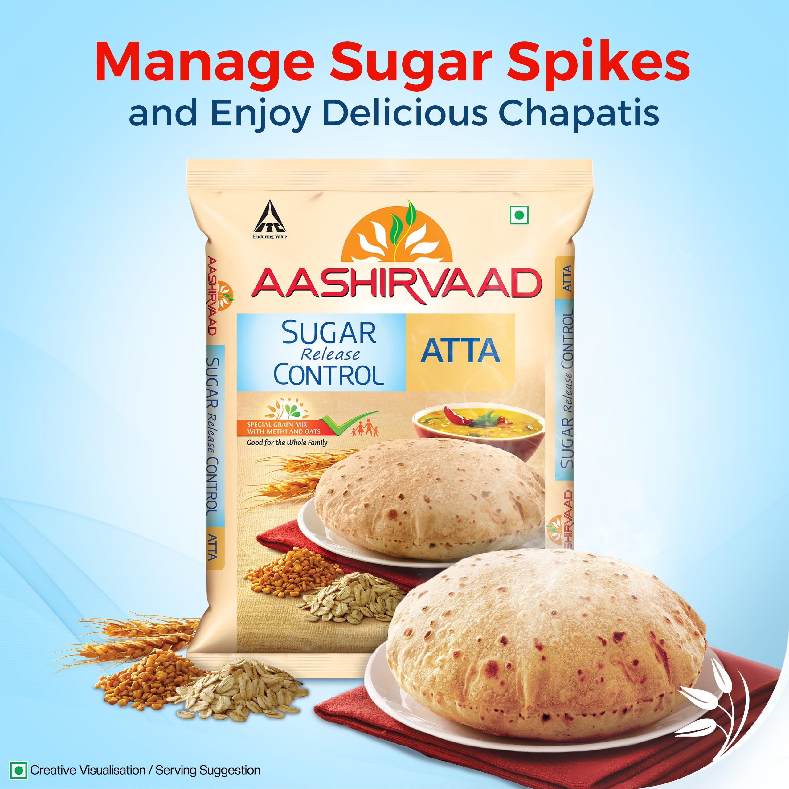 Aashirvaad Sugar Release Control Atta, 5kg Pack, Low GI Atta – view 2
