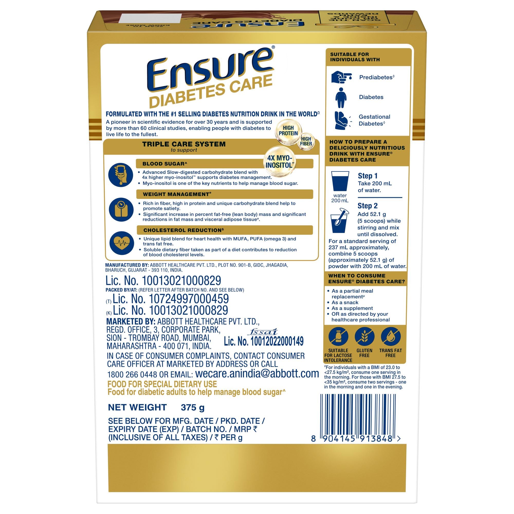 Ensure Diabetes Care Chocolate 375gm – view 4