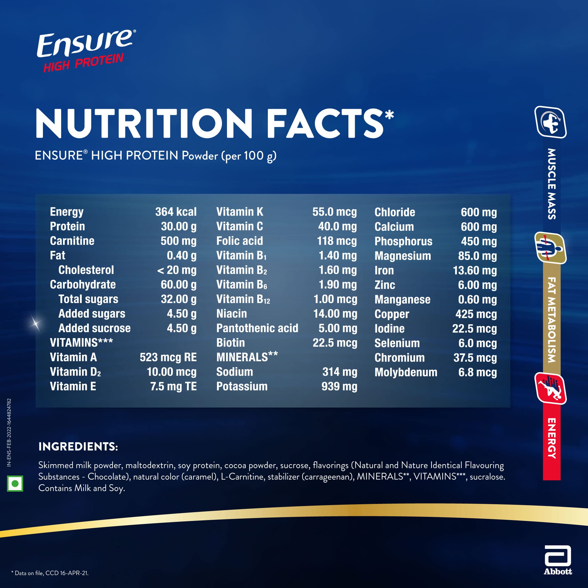 Ensure High Protein Drink for Physically Active Adults - Chocolate 400g (Pack of 1) – view 5