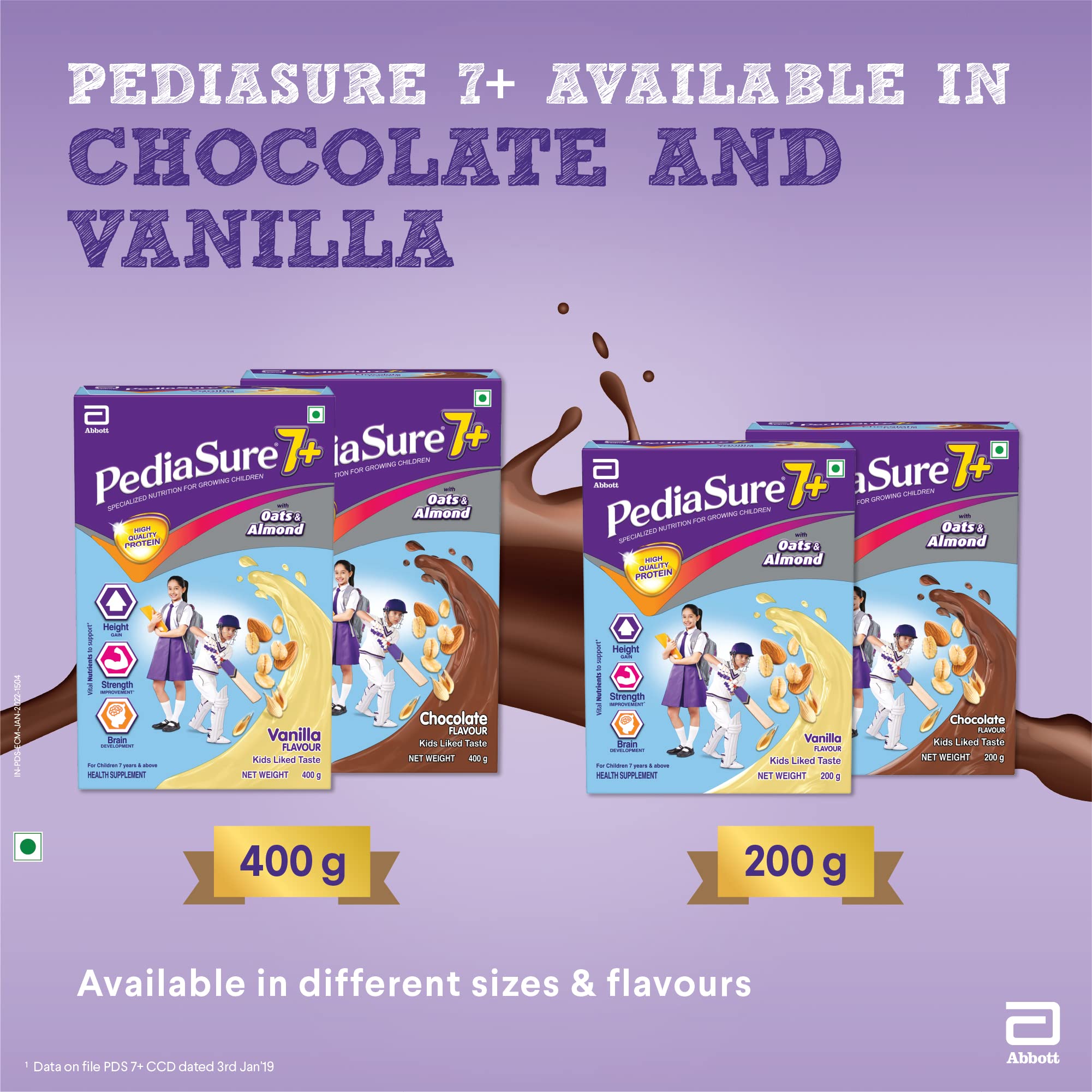 PediaSure 7+ Specialized Nutrition Drink Powder 400 Grams,Premium Chocolate Flavour With Oats & Almonds,For Growing Children,Supports Height Gain,Muscle Strength &Brain Development,1 Count – view 5