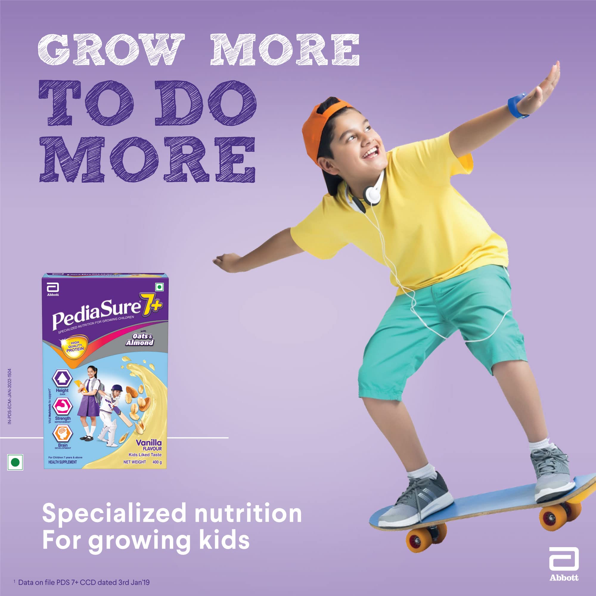Pediasure 7+ Specialized Nutrition Drink Powder 400 grams,Vanilla Delight Flavour,Scientifically Designed Nutrition for Growing Children,Supports Height Gain,Muscle Strength &Brain Development – view 2