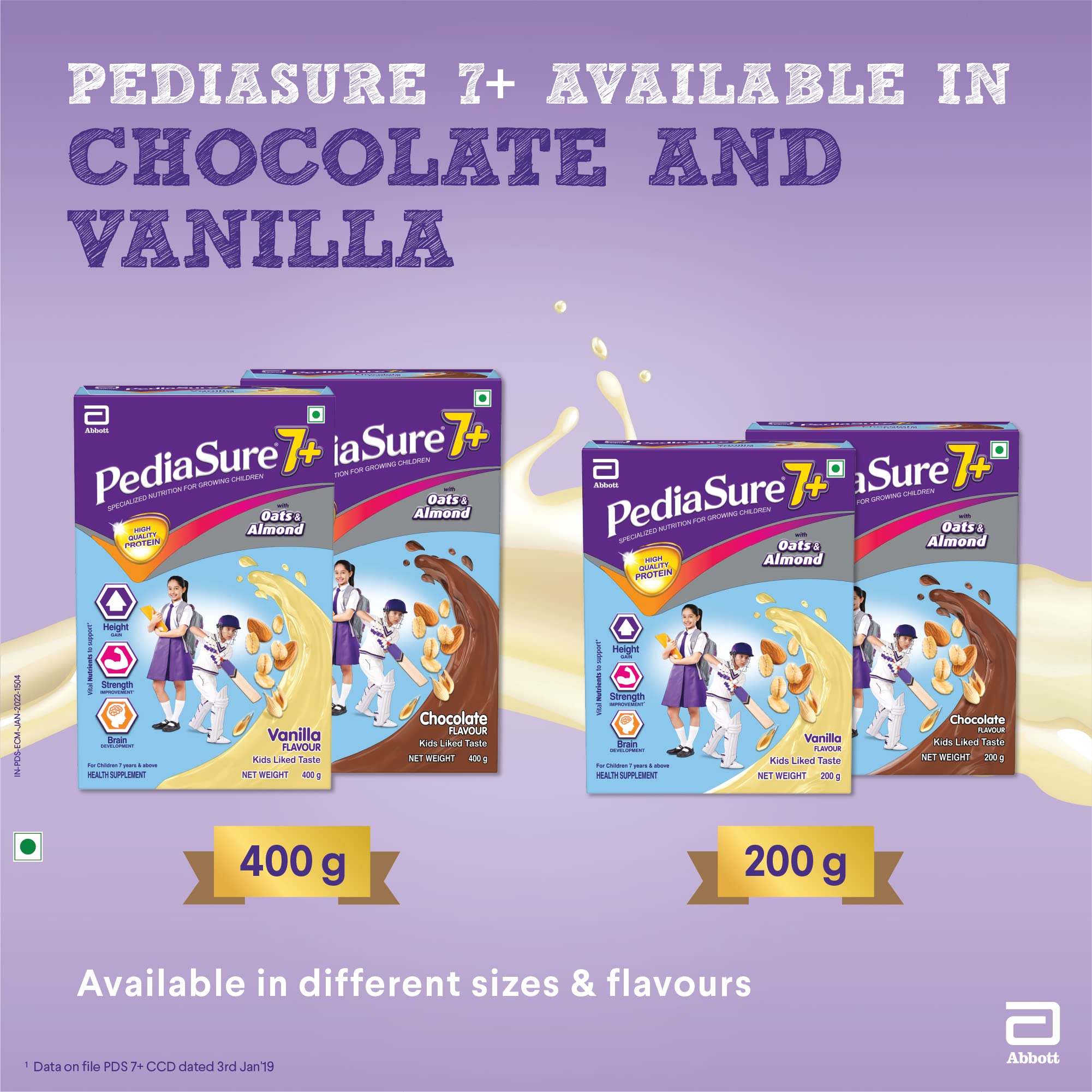 Pediasure 7+ Specialized Nutrition Drink Powder 400 grams,Vanilla Delight Flavour,Scientifically Designed Nutrition for Growing Children,Supports Height Gain,Muscle Strength &Brain Development – view 5