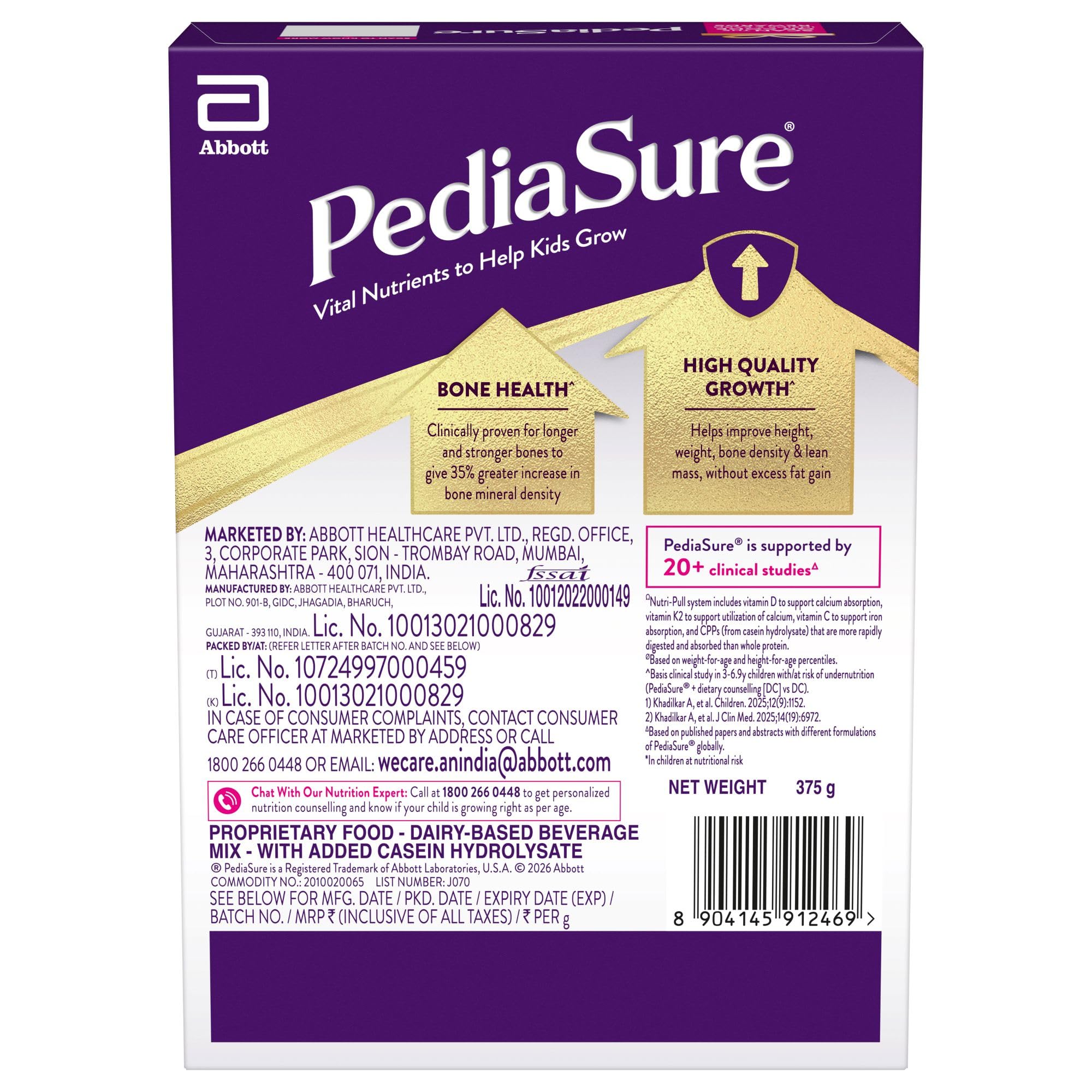 Pediasure Nutritional Drink Powder, Chocolate, Scientifically Designed Nutrition for Supporting Kids Growth 375g – view 4