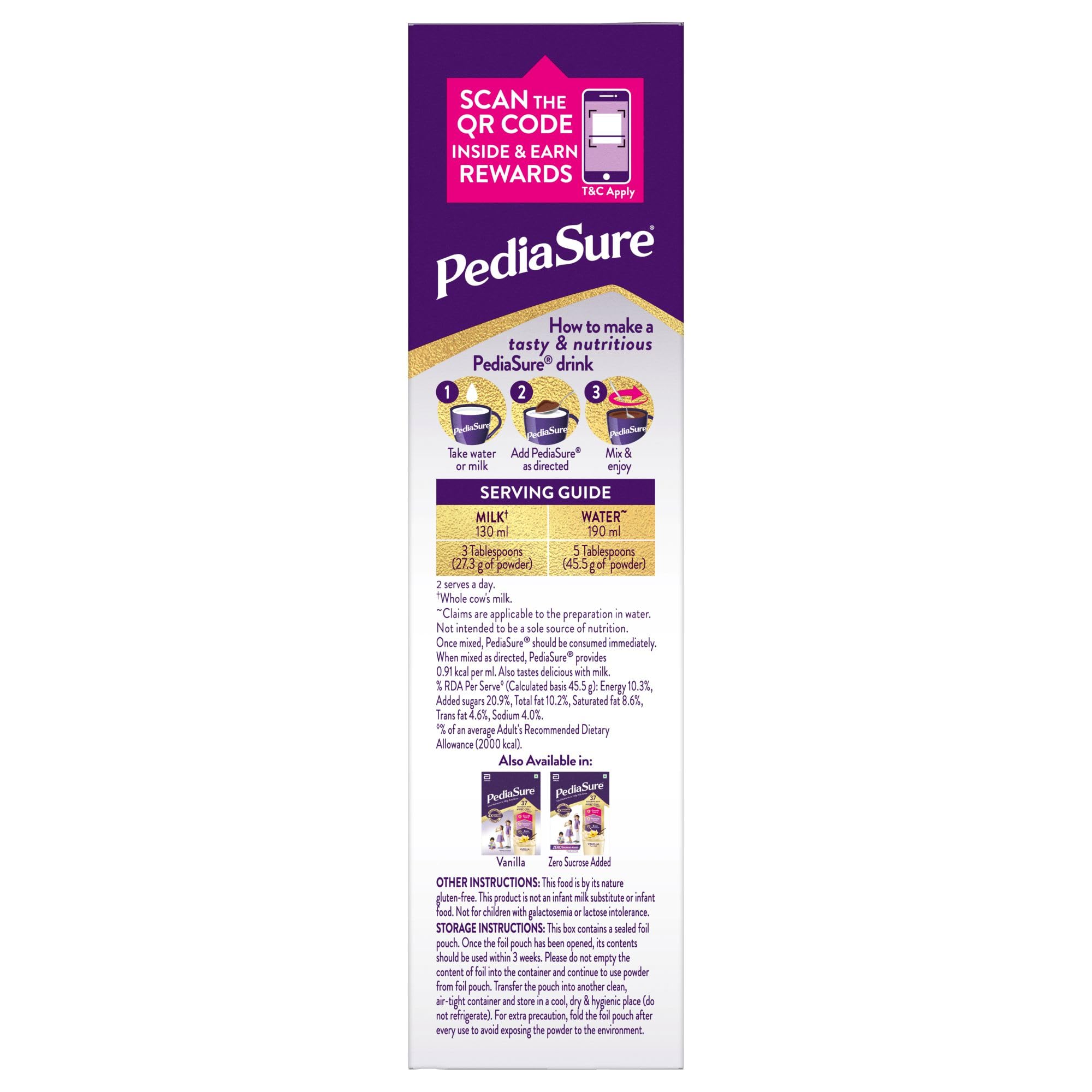 Pediasure Nutritional Drink Powder, Chocolate, Scientifically Designed Nutrition for Supporting Kids Growth 375g – view 6