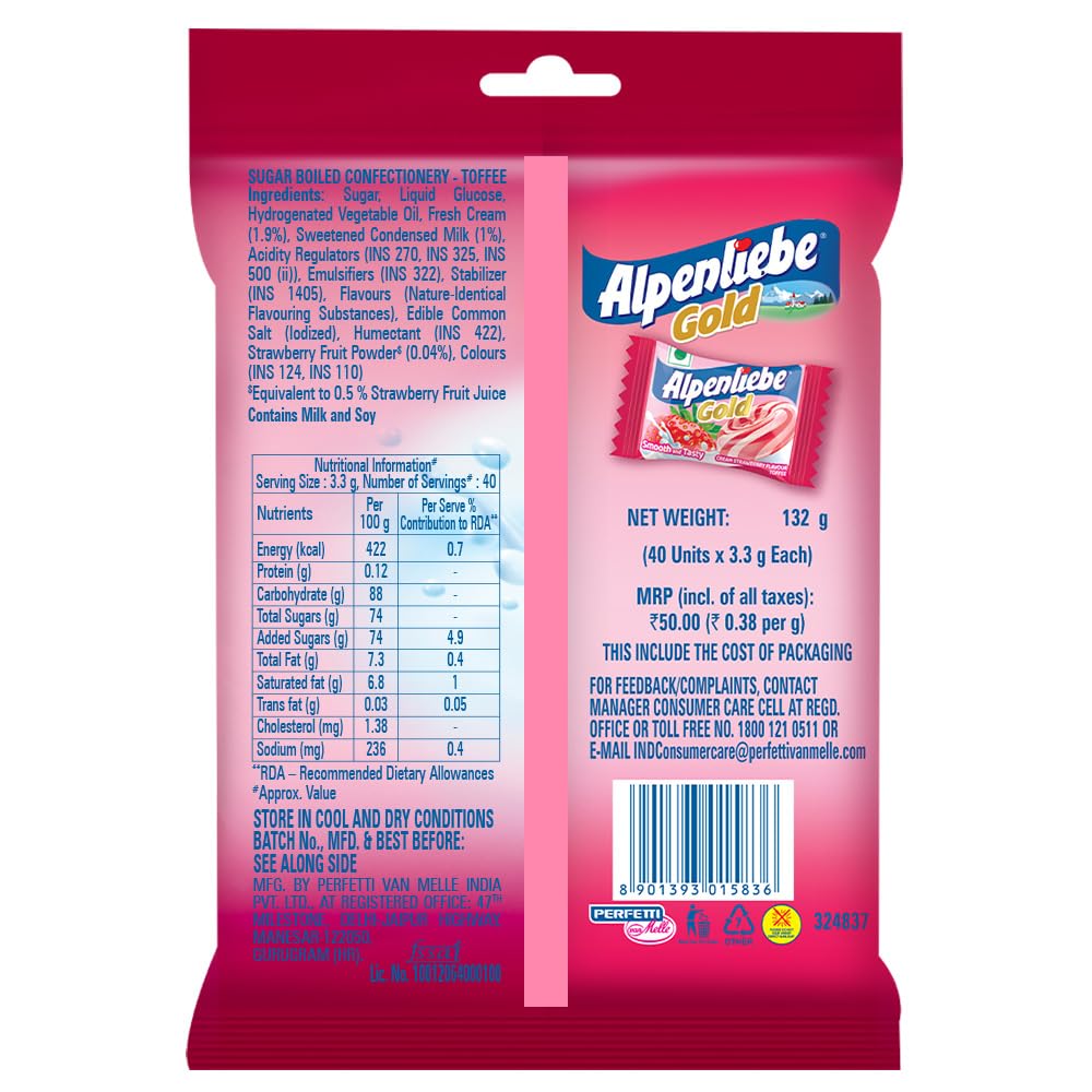 Alpenliebe Gold Strawberry Candies (40 Pieces) – view 2