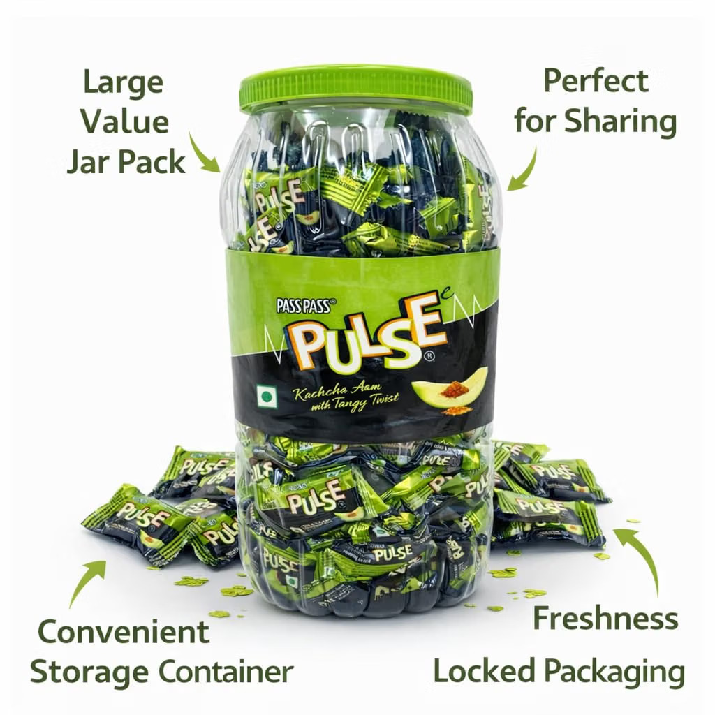 Ds Group Pulse Candy Triple Twist Mix Jar, Orange, Guava & Pineapple, 177 Pieces – view 2