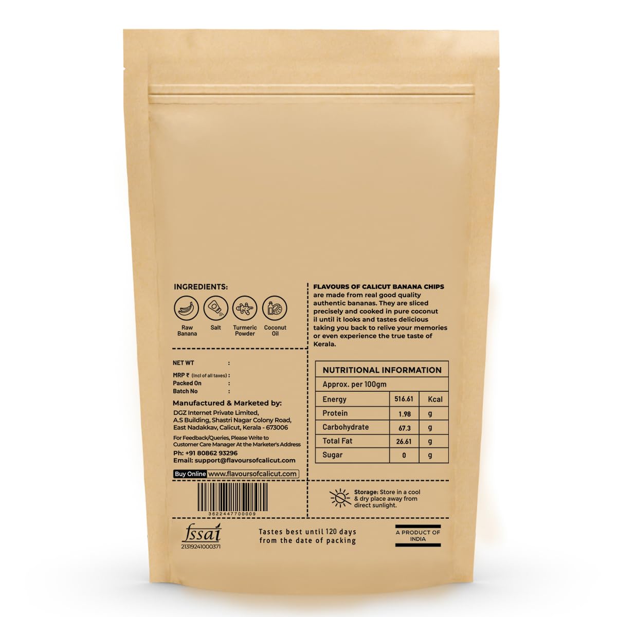 Flavours of Calicut Kerala Banana Salted Chips, 1 kg (2 x 500 g) – view 2