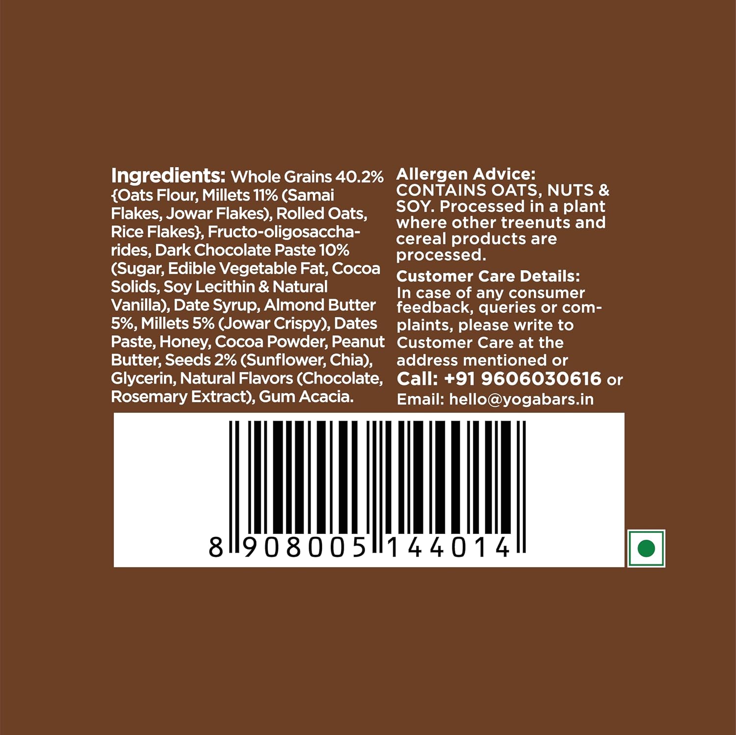Yogabar Chocolate Chunk Multigrain Energy Bars, Pack of 10 – view 3