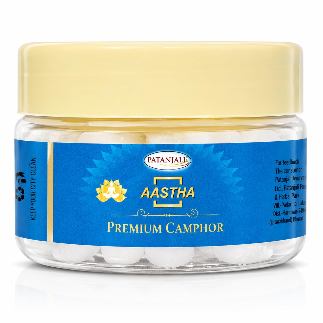 Patanjali Aastha Premium Camphor Tablets for Puja, Havan & Aromatherapy | Long Lasting Natural Kapoor for Home & Temple Use | Air Freshener Camphor Tablets 25g Each, Pack of 6 Combo.
