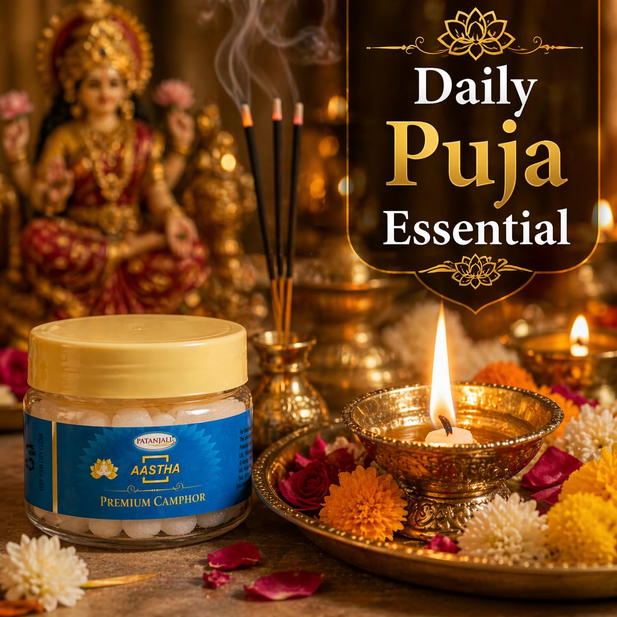 Patanjali Aastha Premium Camphor Tablets for Puja, Havan & Aromatherapy, 25 g Each, Pack of 6 – view 2