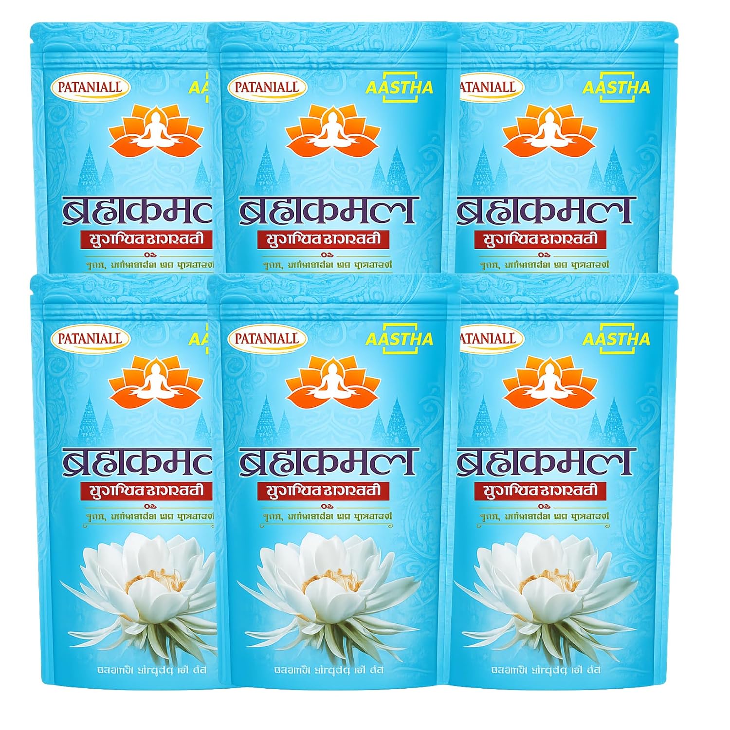 Patanjali Aastha Brahmakamal Agarbatti Pack of 6 | Premium Incense Sticks 120gm with Long Lasting Floral Fragrance for Puja, Meditation, Temple, Home Aroma & Spiritual Rituals Daily Use!