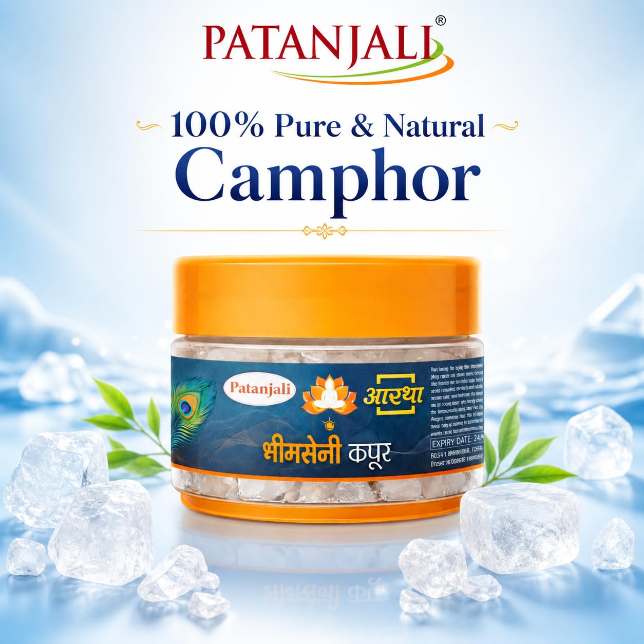 Patanjali Aastha Bhimseni Kapoor Camphor Crystals, 25g Each Jar, Pack of 4 – view 5