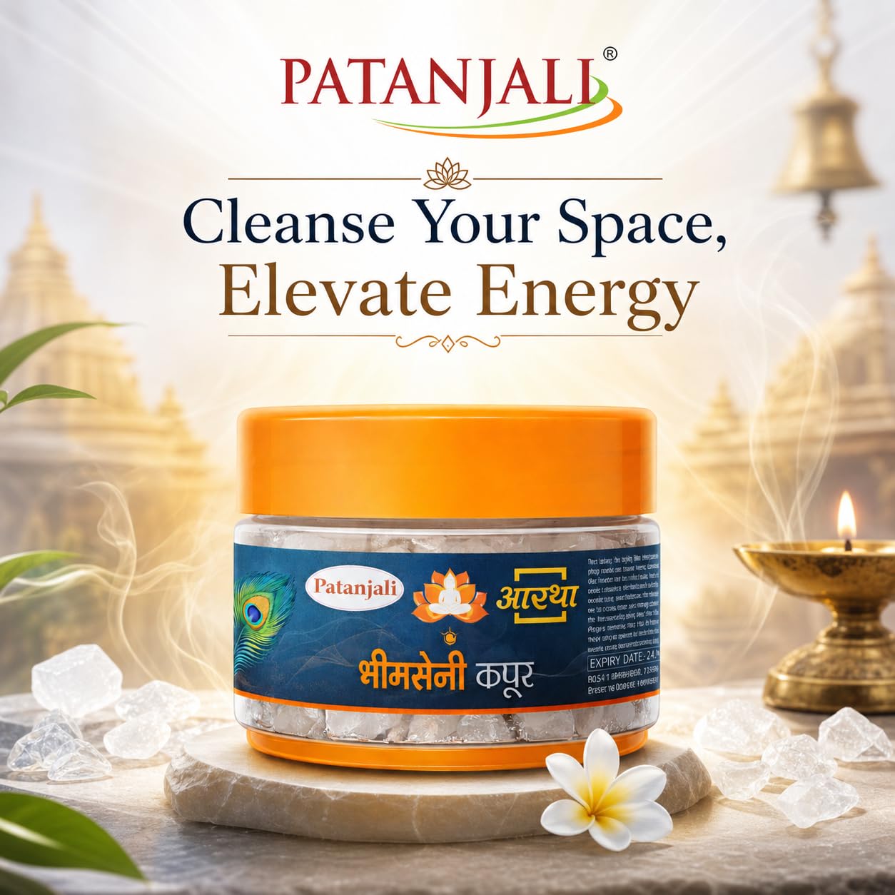Patanjali Aastha Bhimseni Kapoor Camphor Crystals, 25g Each Jar, Pack of 4 – view 4