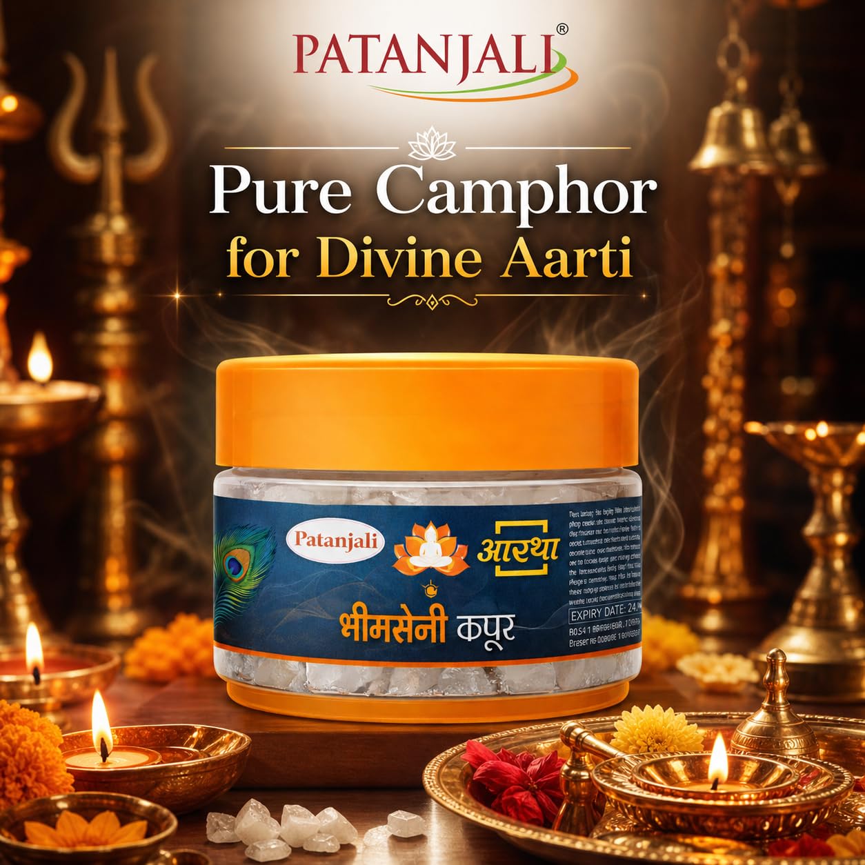 Patanjali Aastha Bhimseni Kapoor Camphor Crystals, 25g Each Jar, Pack of 4 – view 6