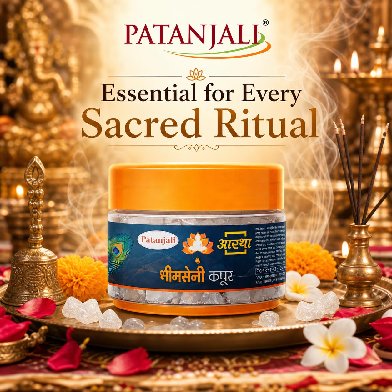 Patanjali Aastha Bhimseni Kapoor Camphor Crystals, 25g Each Jar, Pack of 4 – view 2