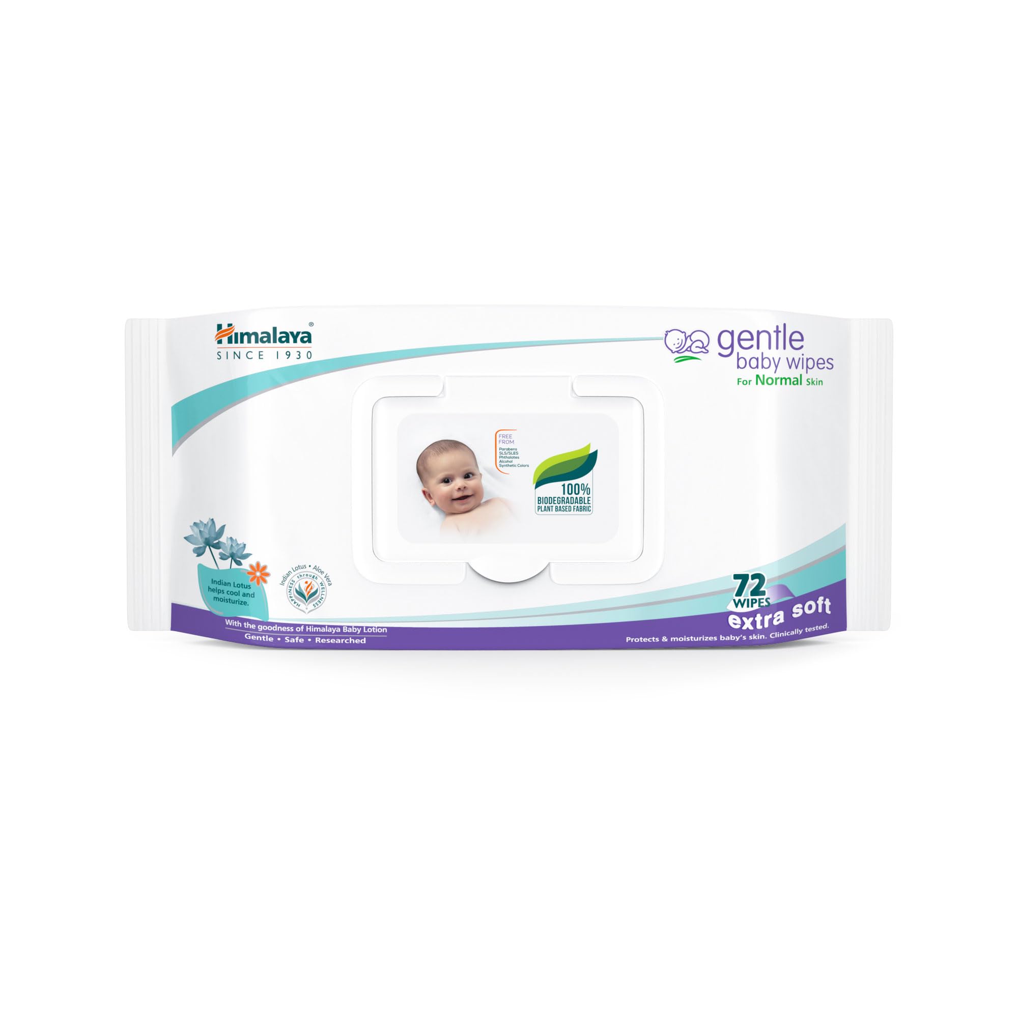 Himalaya baby wipes pack with 72 gentle wipes in white
