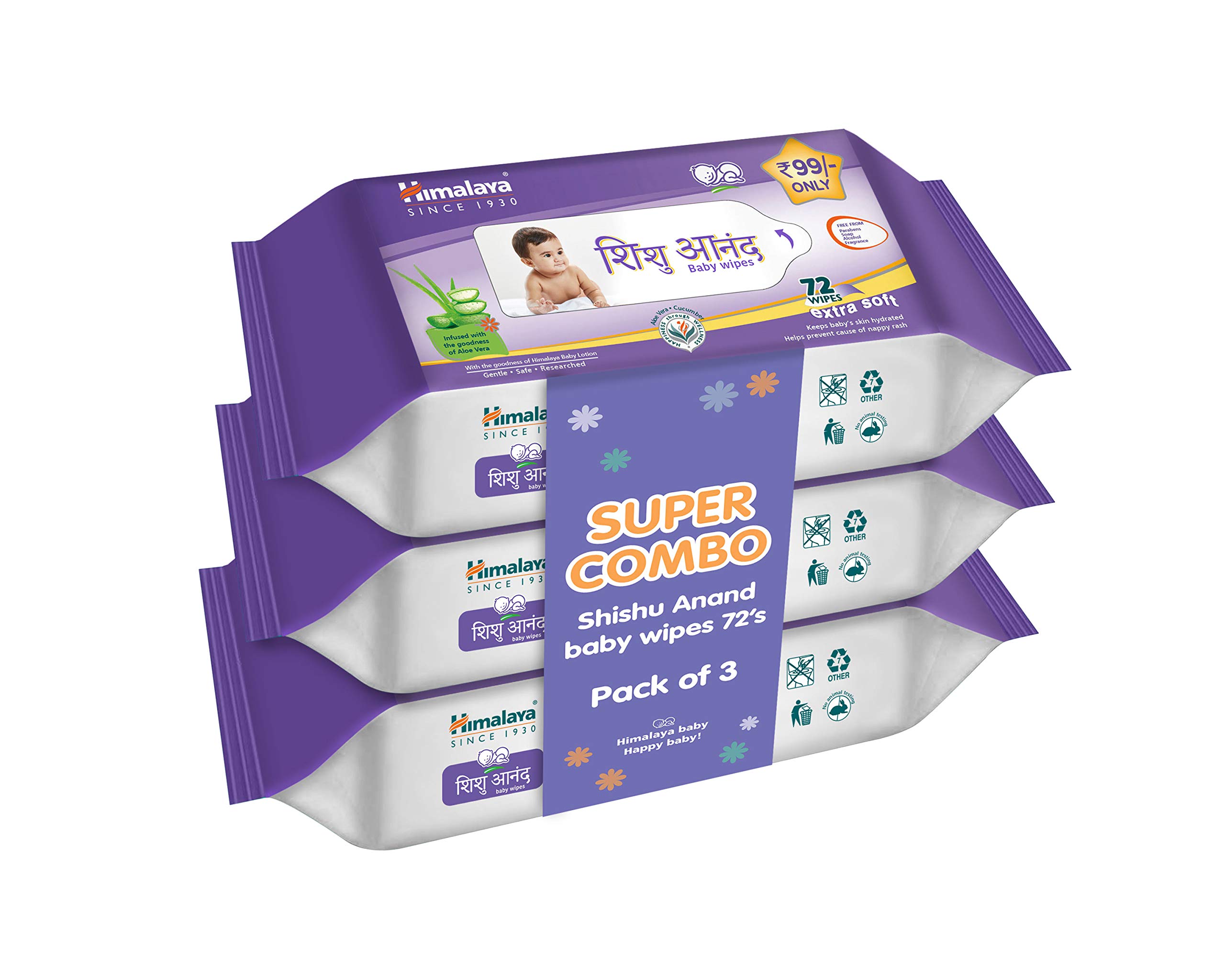 Shishu Anand Baby Wipes with Aloe Vera & Licorice, 72 Wipes (Pack of 3) – view 3