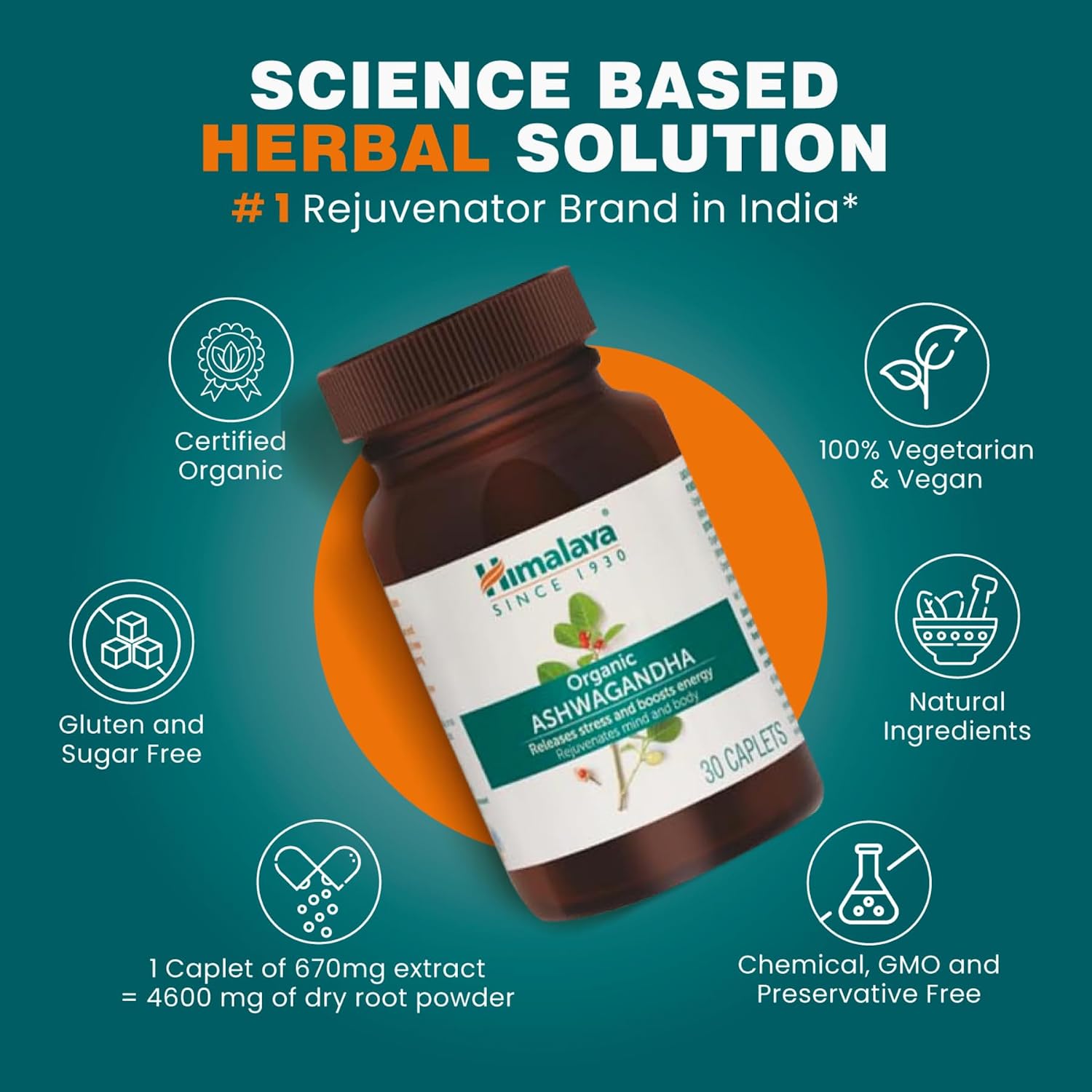 Himalaya Organic Ashwagandha 670mg Tablets, 30 Count – view 6