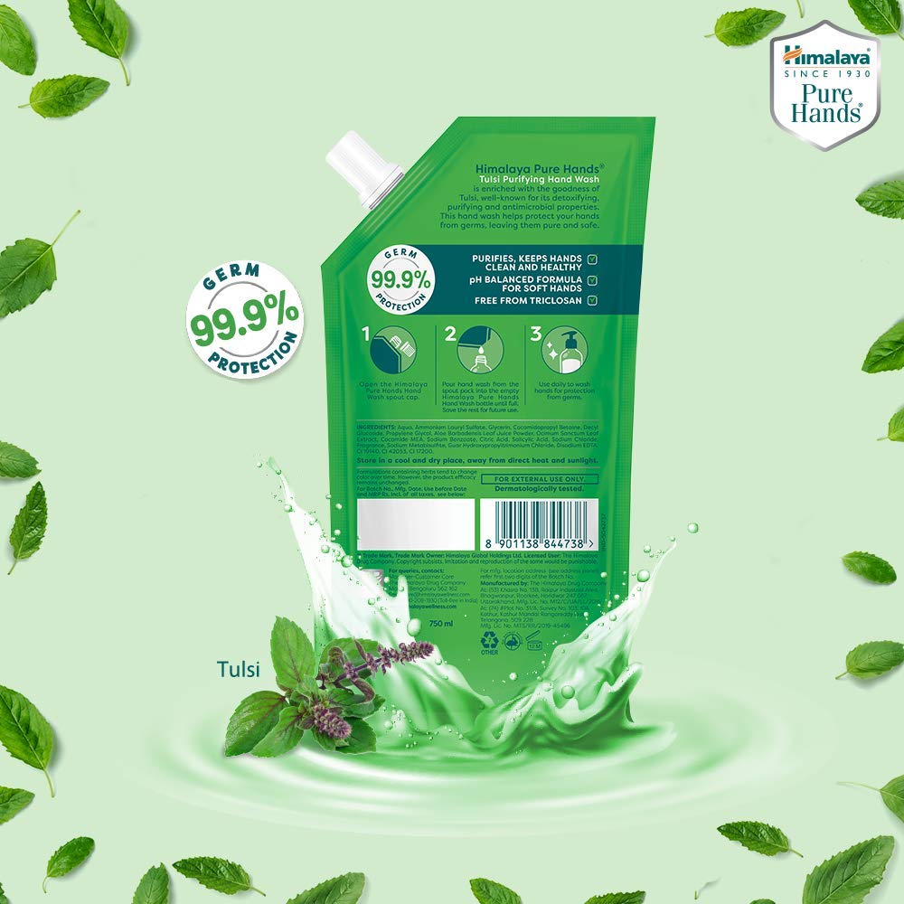 Himalaya Pure Hands Purifying Tulsi Hand Wash Refill 750 ml - Pack of 2, Green – view 6
