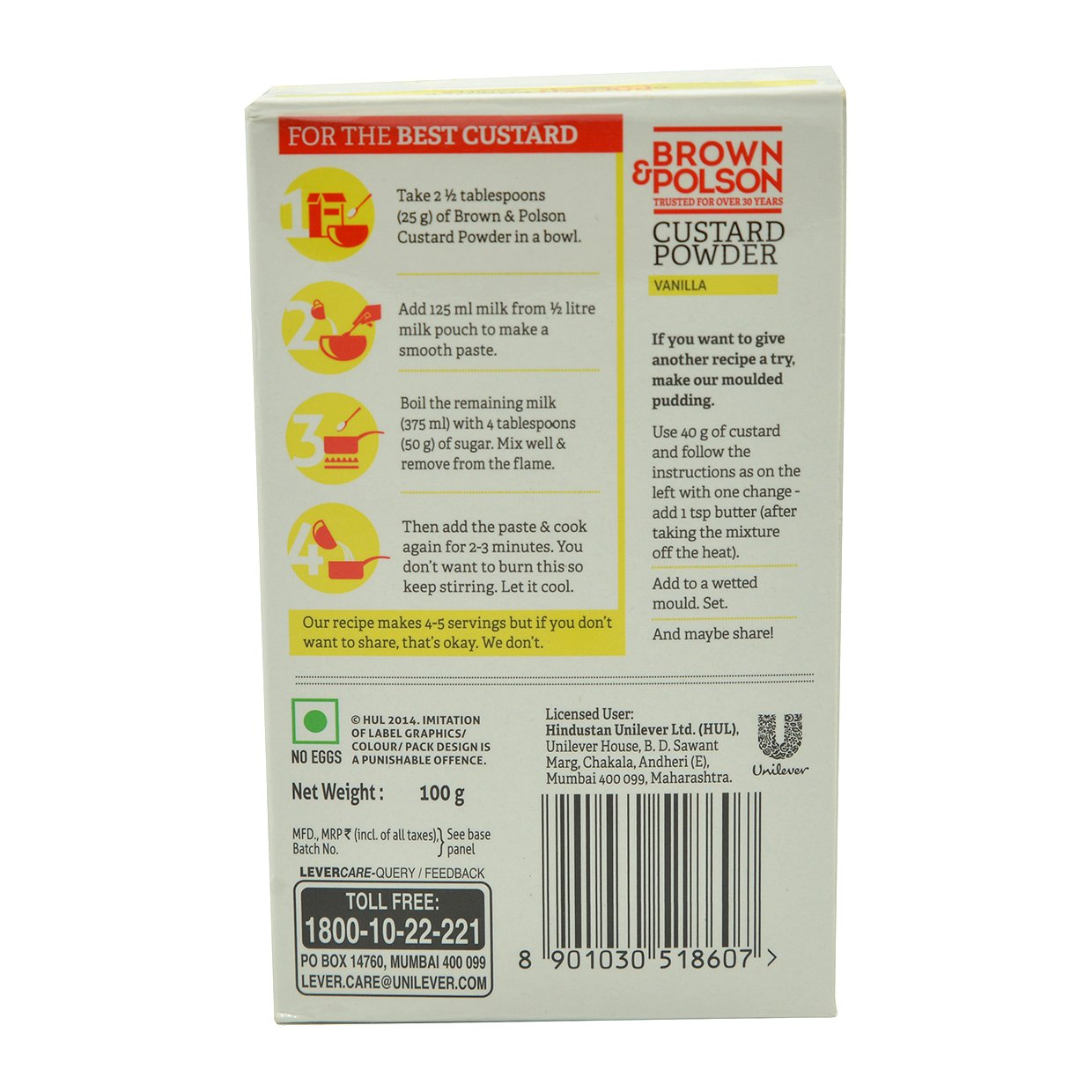 Brown & Polson Vanilla Custard Powder, 100g – view 2