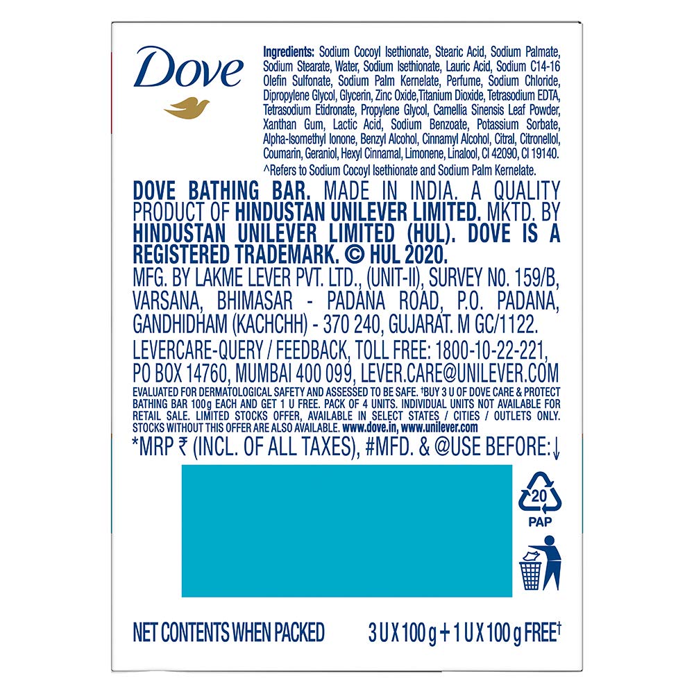 Dove Care and Protect Bathing Soaps 100g (3+1 Free Combo) – view 2