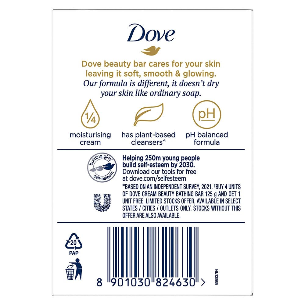 Dove Cream Beauty Bathing Soap Bar 125g (4+1 Free Combo) – view 5