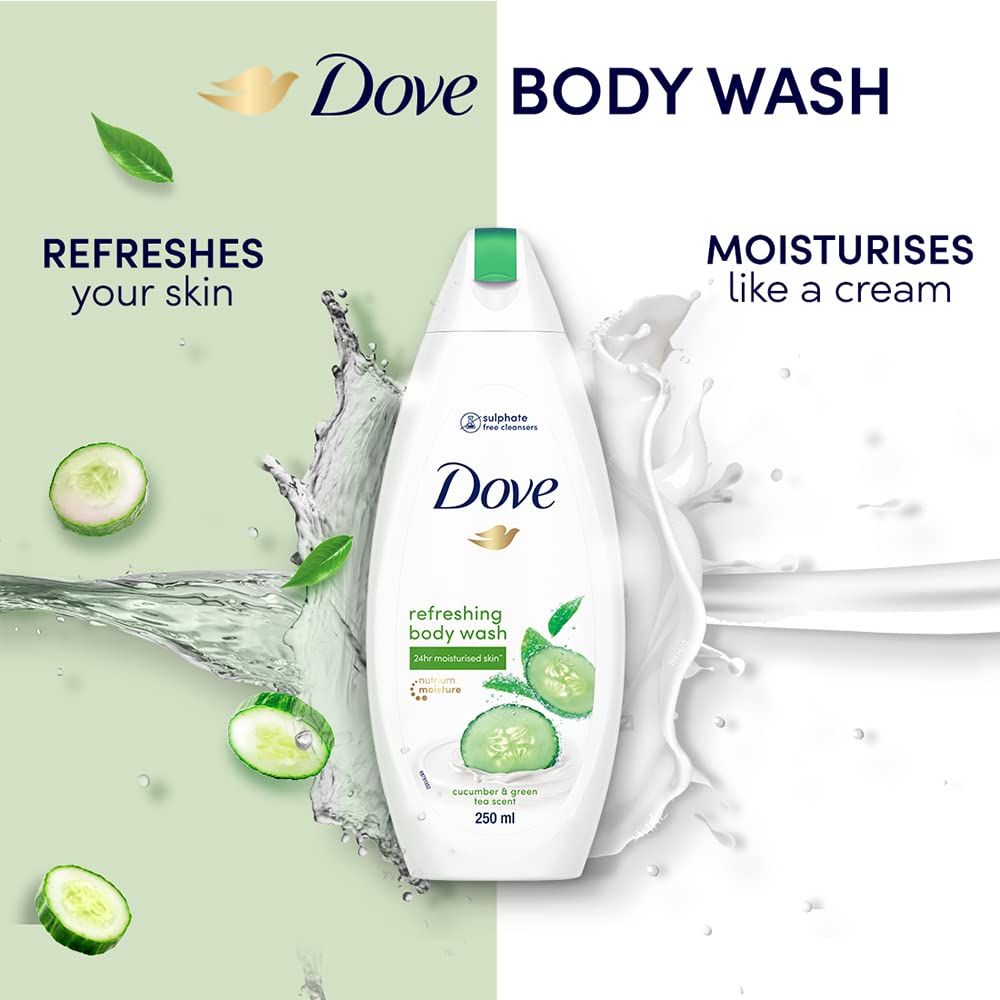 Dove Refreshing Body Wash, With Refreshing Cucumber And Green Tea Scent, For All Skin Type, Smoother Skin, 250 ml – view 2