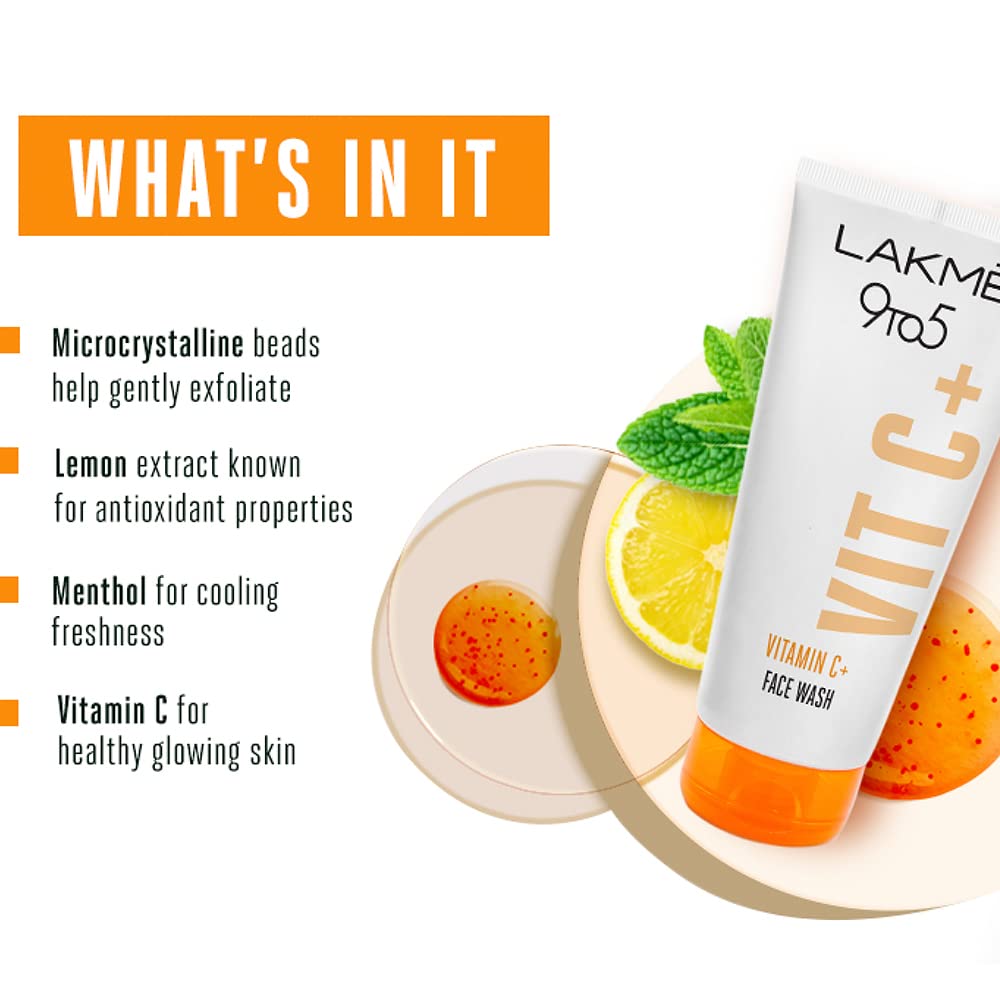 LAKMÉ 9To5 Vitamin C Facewash With Microcrystalline Beads For Refreshed & Glowing Skin 100 g – view 3