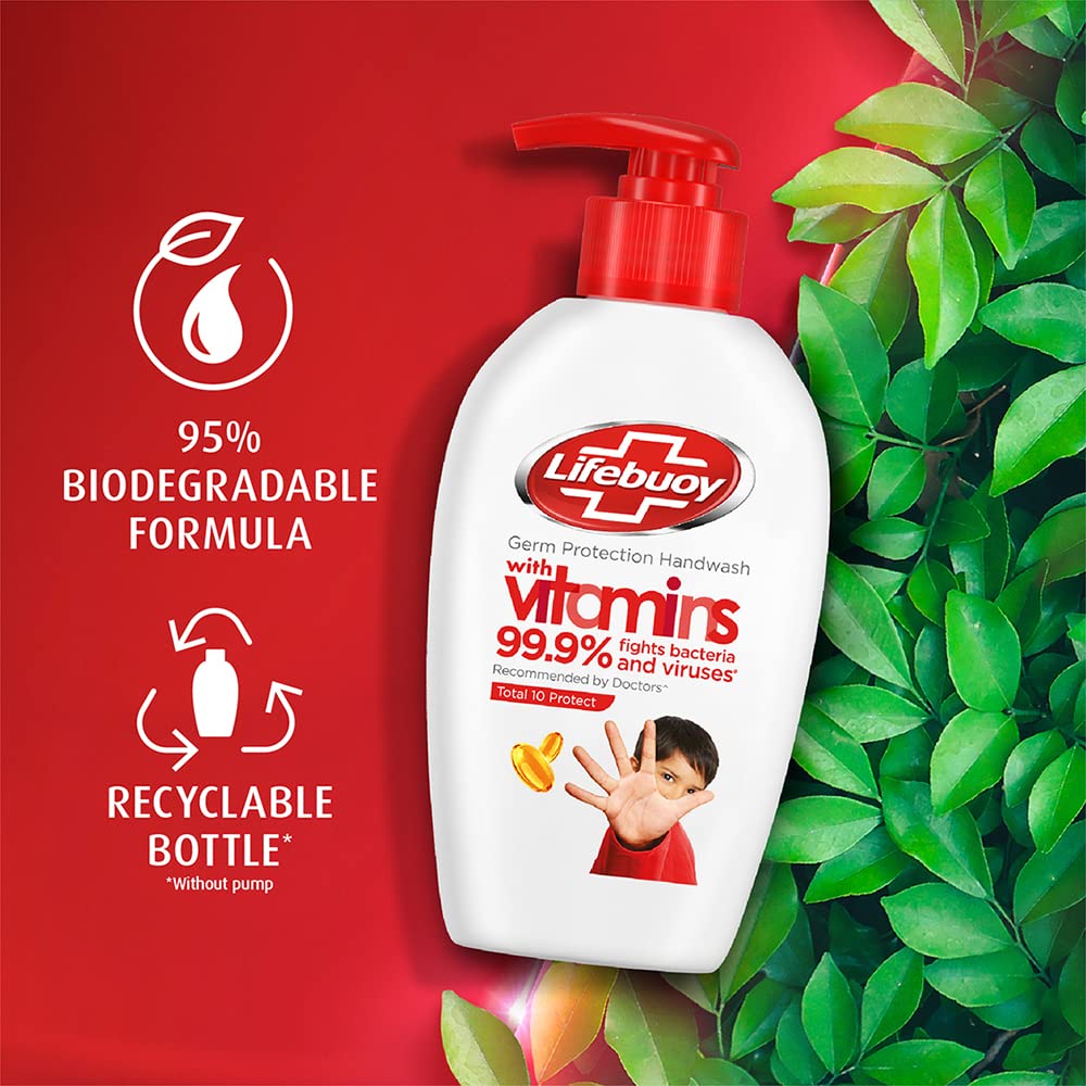 Lifebuoy Total 10 Germ Protection Liquid Handwash, Fights Bacteria & Viruses, Maintains Hand Hygiene, 190 ml With Refill Pouch 185 ml Free – view 4