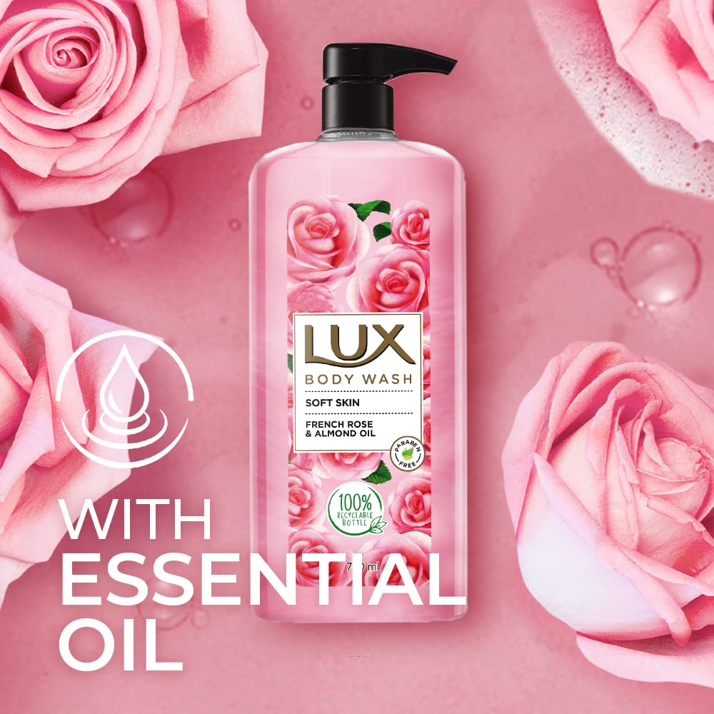 Lux Body Wash Soft Skin French Rose & Almond Oil Super Saver XL Pump Bottle with Long Lasting Fragrance, Glycerine, Paraben Free, Extra Foam, 750 ml – view 7