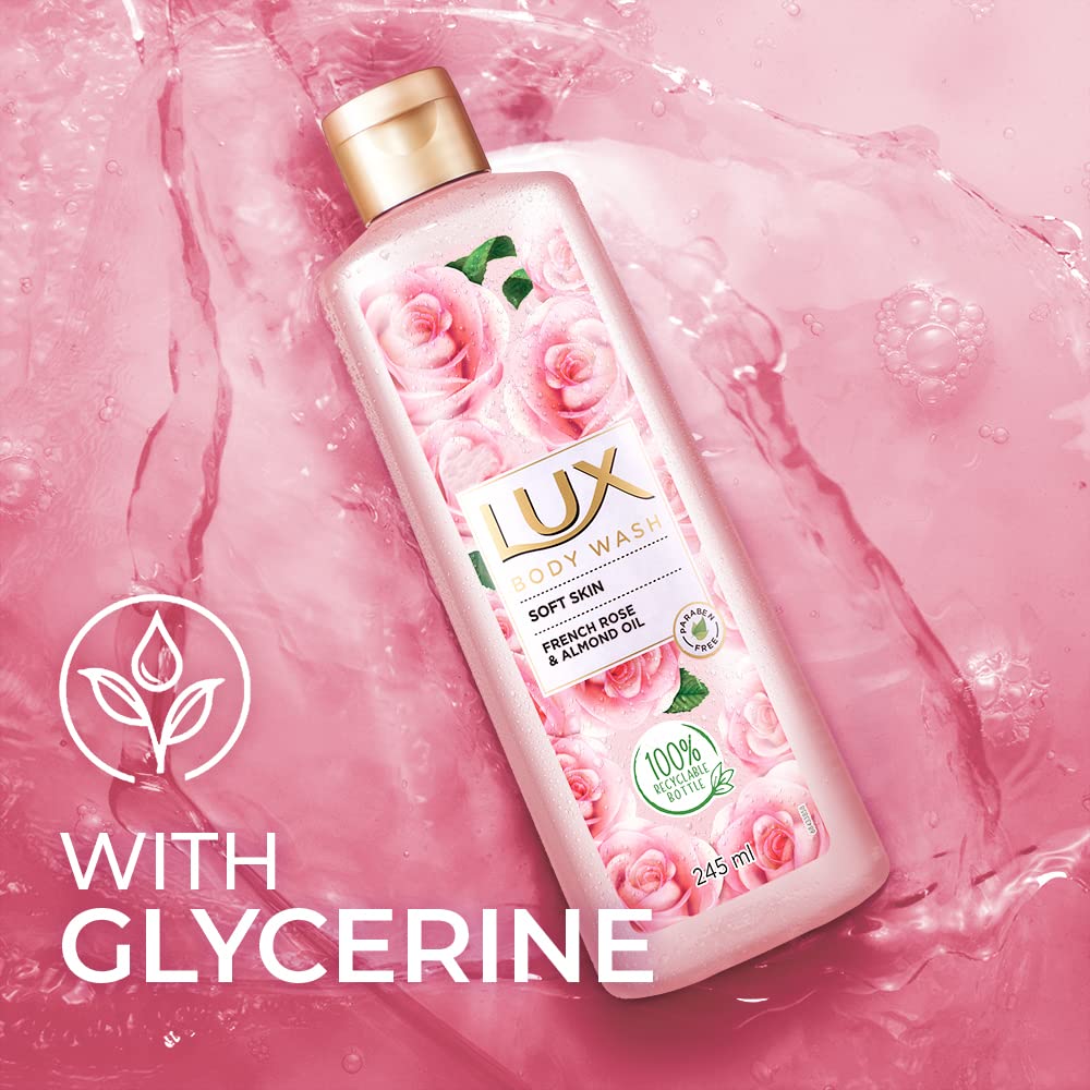 LUX Shower Gel, French Rose Fragrance & Almond Oil Bodywash, With Glycerine For Soft & Glowing Skin, Paraben Free, 245 ml – view 6