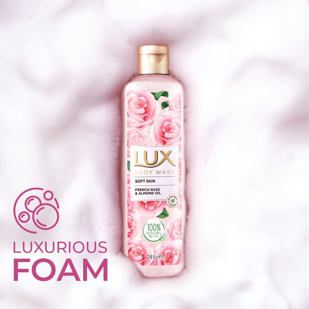 LUX Shower Gel, French Rose Fragrance & Almond Oil Bodywash, With Glycerine For Soft & Glowing Skin, Paraben Free, 245 ml – view 8
