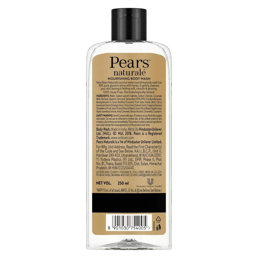 Pears Naturale Nourishing Coconut Water Body Wash 250 ml, 100% Natural Ingredients, Liquid Shower Gel with Honey for Glowing Skin - Paraben Free – view 3