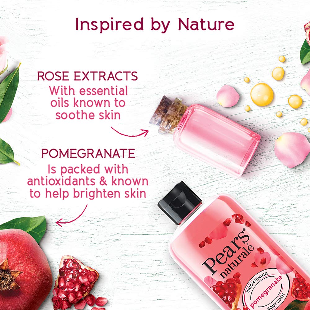Pears Naturale Brightening Pomegranate Body Wash 250 ml, 100% Natural Ingredients, Liquid Shower Gel with Rose Extract for Glowing Skin - Paraben Free – view 6
