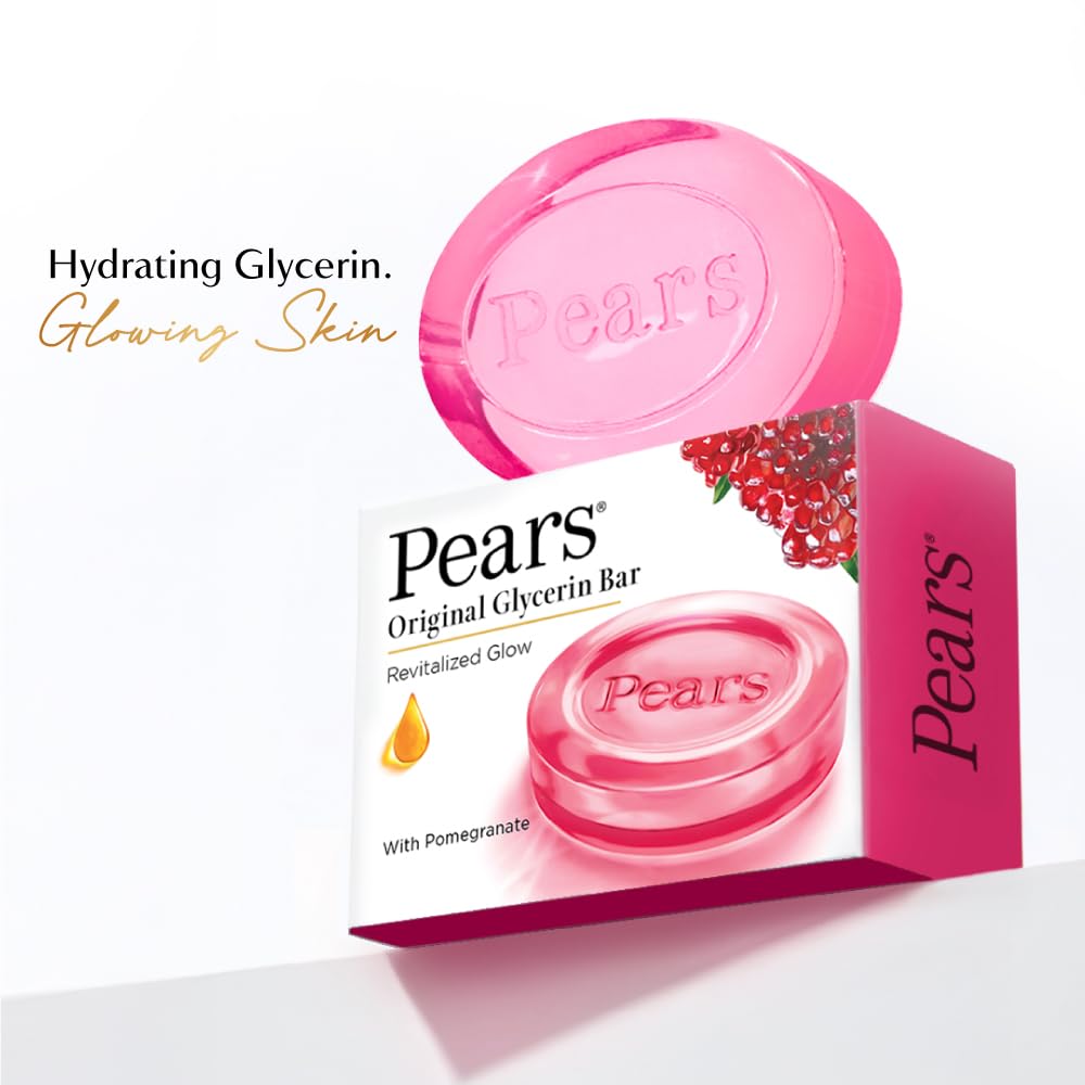 Pears Original Glycerin Soap Bar Revitalized Glow with 98% Pure Glycerin & Pomegranate, 125 g x 4 – view 3