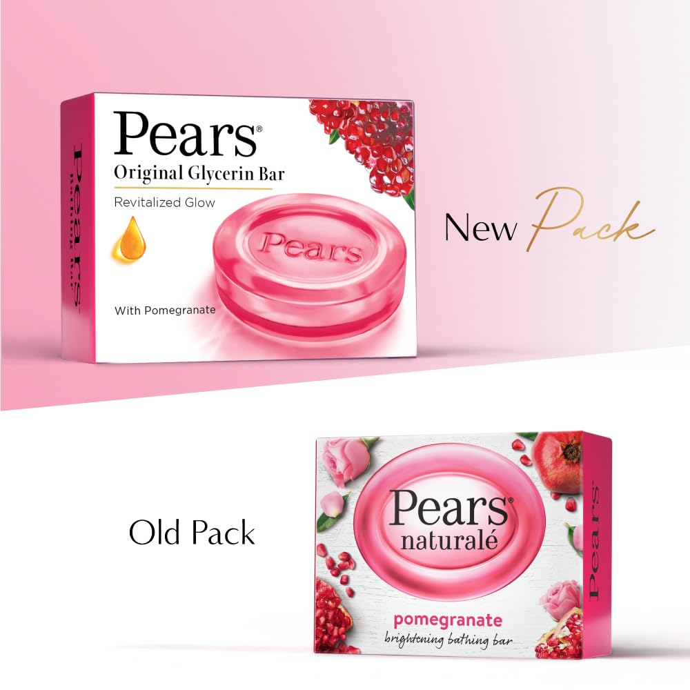 Pears Original Glycerin Soap Bar Revitalized Glow with 98% Pure Glycerin & Pomegranate, 125 g x 4 – view 8
