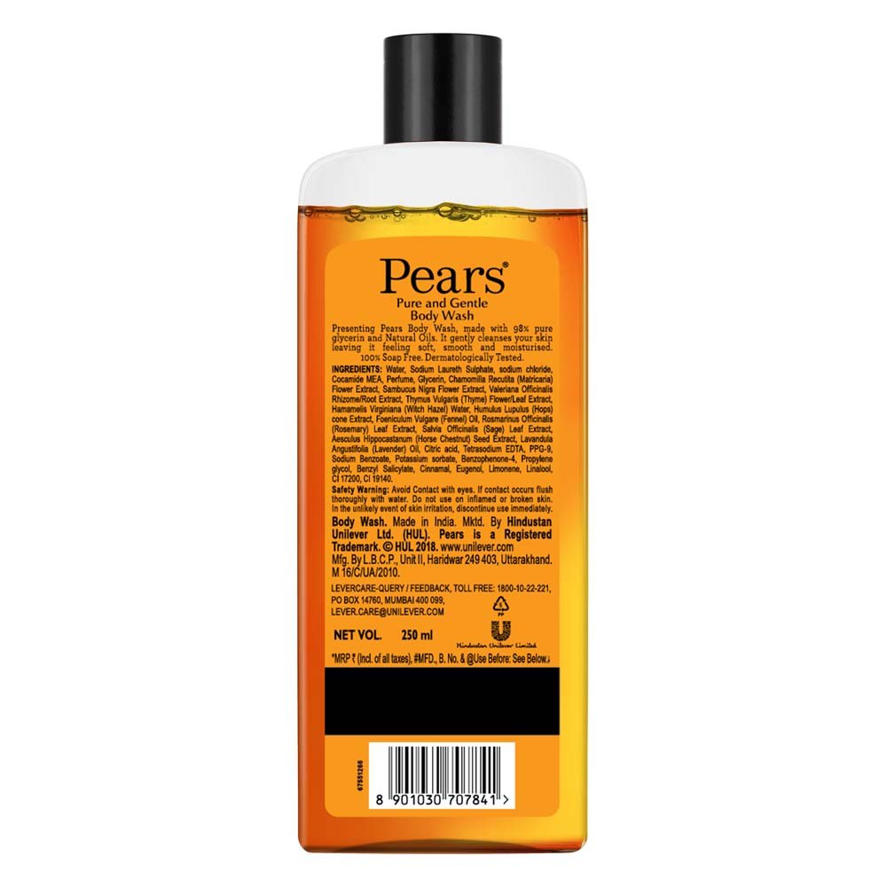 Pears Pure and Gentle Body Wash 250 ml, 98% Pure Glycerin, Liquid Shower Gel crafted with Natural Oils for Glowing Skin, Paraben Free & 100% Soap Free – view 3