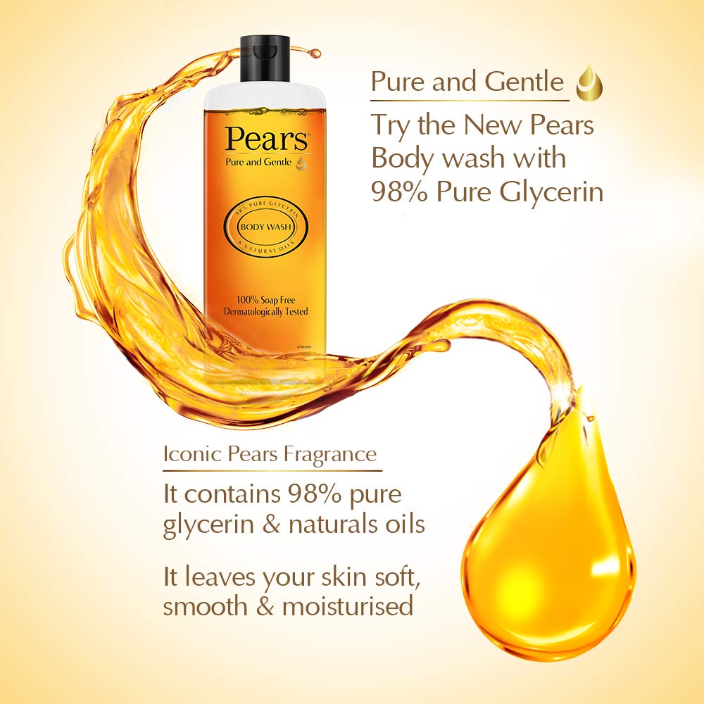 Pears Pure and Gentle Body Wash 250 ml, 98% Pure Glycerin, Liquid Shower Gel crafted with Natural Oils for Glowing Skin, Paraben Free & 100% Soap Free – view 4