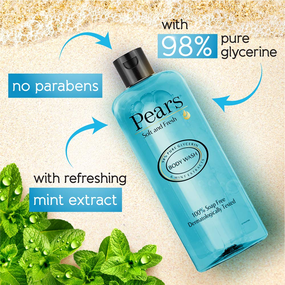 Pears Soft and Fresh Body Wash 250 ml, 98% Pure Glycerin, Liquid Shower Gel crafted with Mint Extracts for Refreshed Skin, No Paraben & 100% Soap Free – view 5