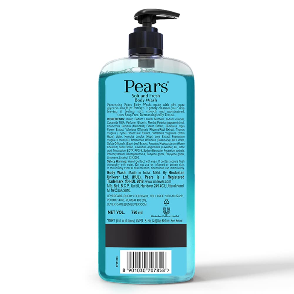 Pears Soft & Fresh Shower Gel SuperSaver XL Pump Bottle with 98% Pure Glycerine, 100% Soap Free and No Parabens, 750 ml – view 2