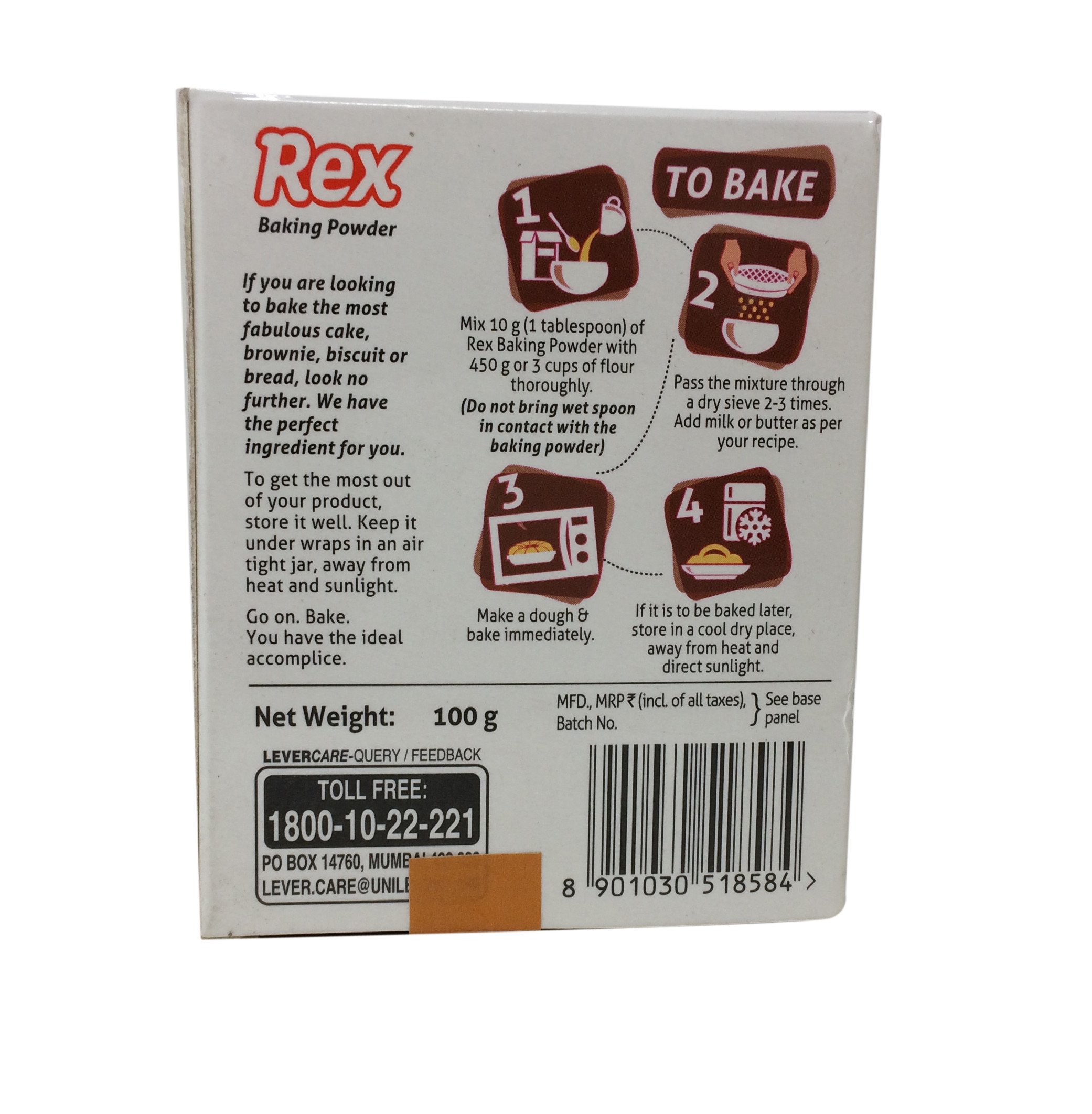 REX Baking Powder - 100g Carton – view 2