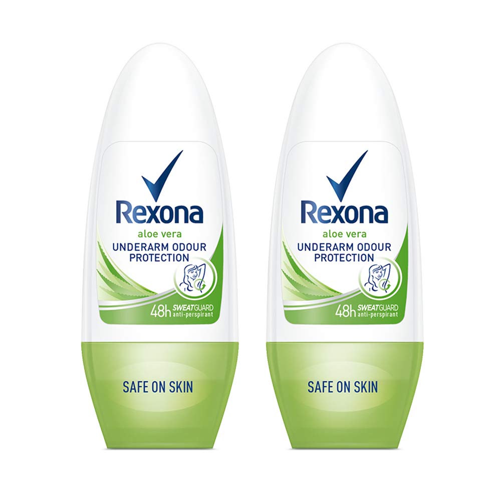 Rexona Aloe Vera Underarm Odour Protection Roll On for Unisex, 50ml (Pack of 2)