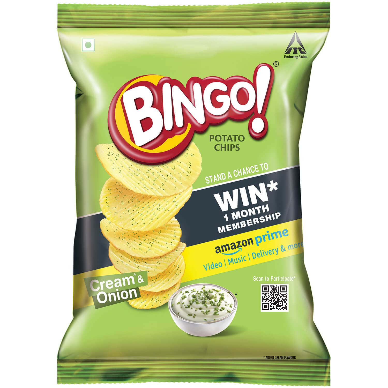 Bingo! Potato Chips - Cream & Onion Chips - Crispy & Crunchy Chips Pack for Snacks – 50g – view 1