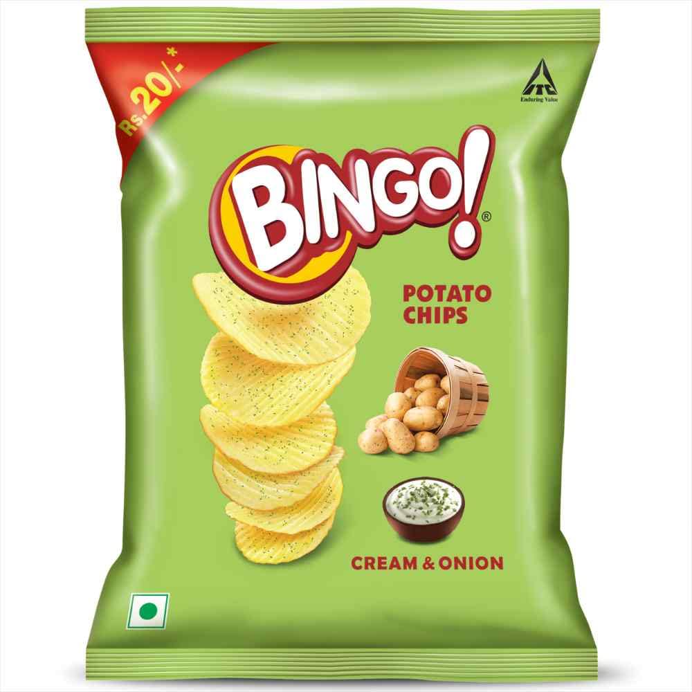 Bingo! Potato Chips - Cream & Onion Chips - Crispy & Crunchy Chips Pack for Snacks – 50g – view 2